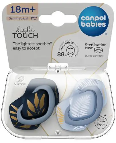Canpol babies, smoczek silikonowy Light touch symetryczny Gold 18 m+, 2 sztuki 22/666_blu zdjęcie
