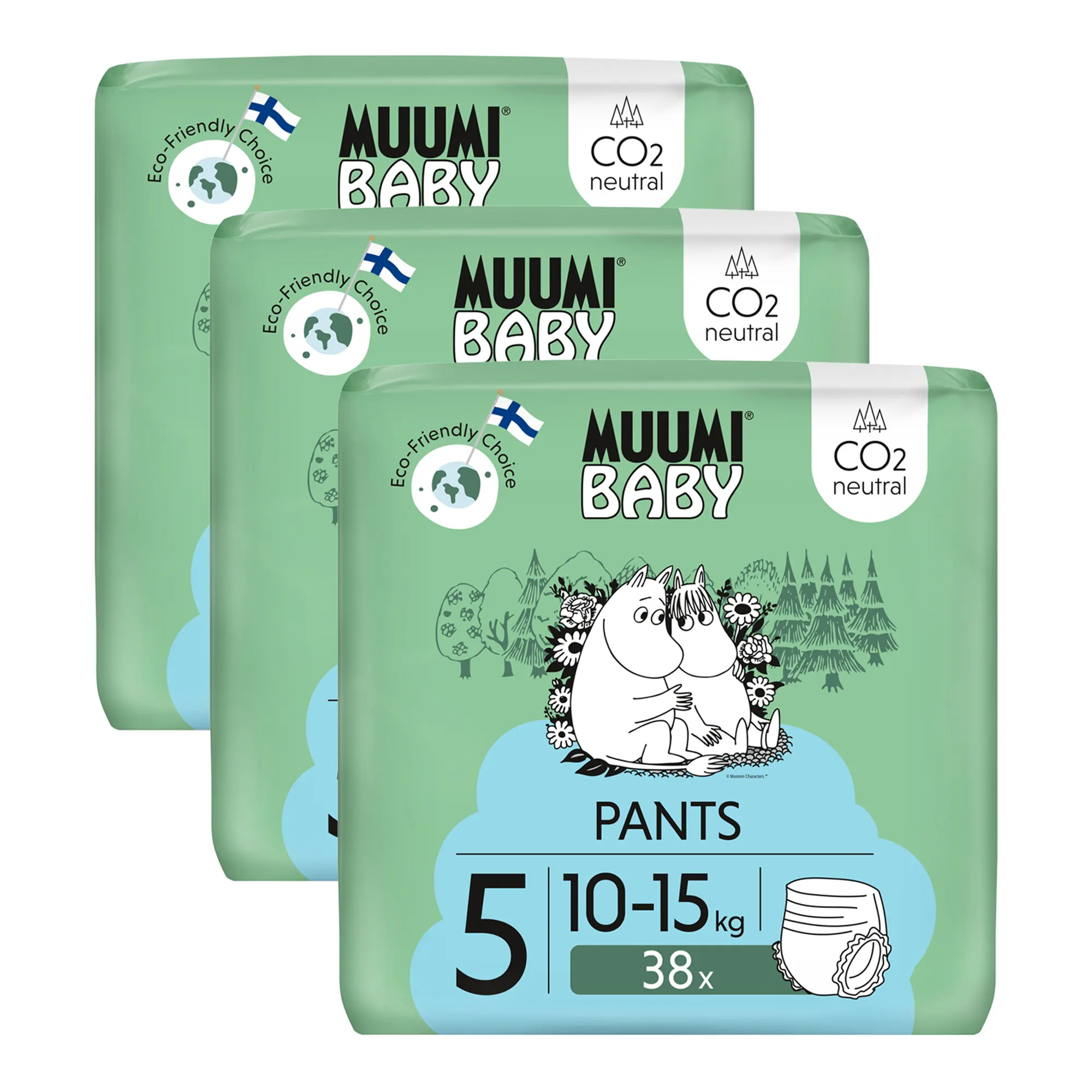 Muumi Baby Pants pieluchomajtki 5 Maxi+ 10-15 kg 114 sztuk zdjęcie