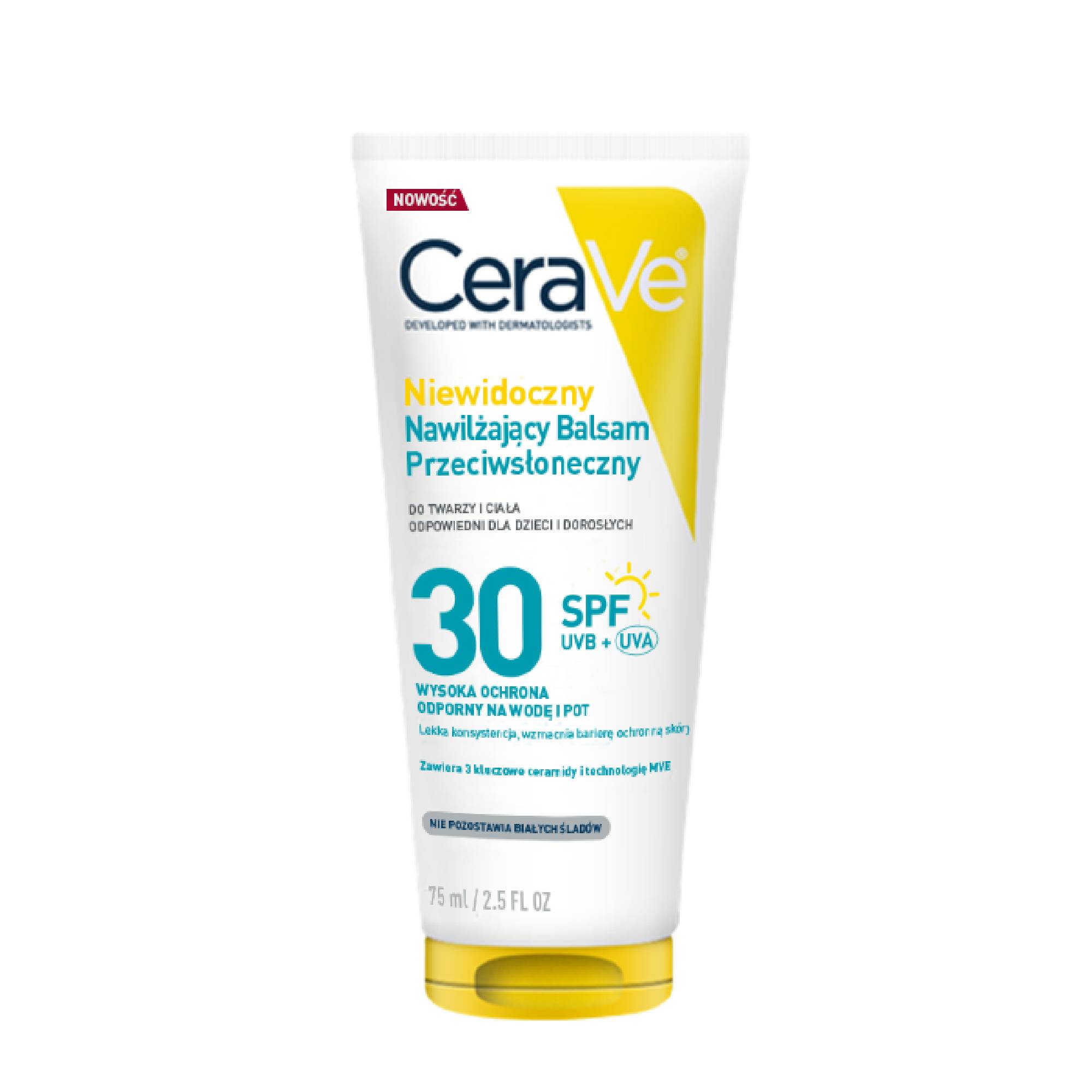 Cerave Sun, niewidoczny nawilżający balsam przeciwsłoneczny SPF 30, 75 ml zdjęcie