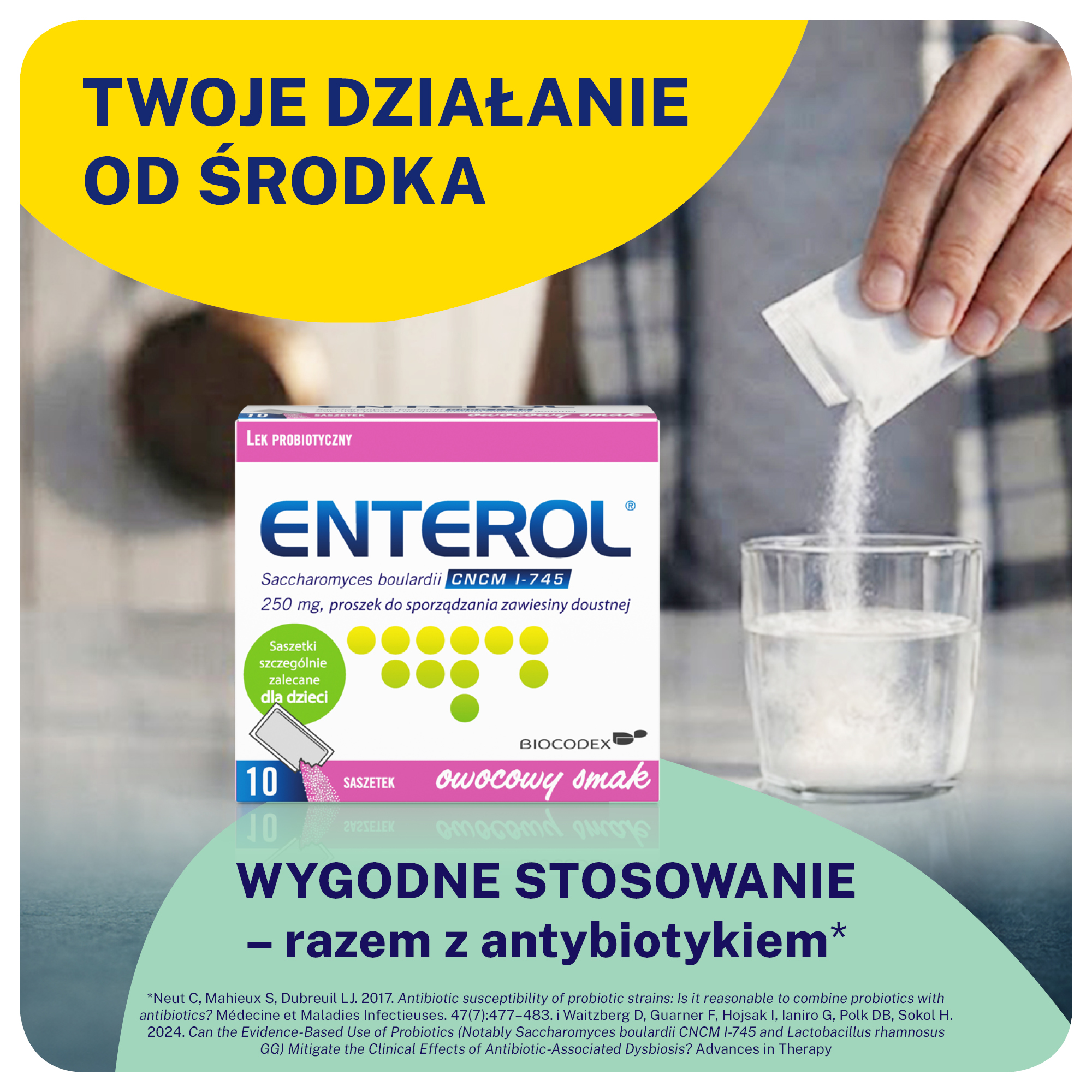 Enterol Saccharomyces boulardii 250 mg, proszek, 10 saszetek