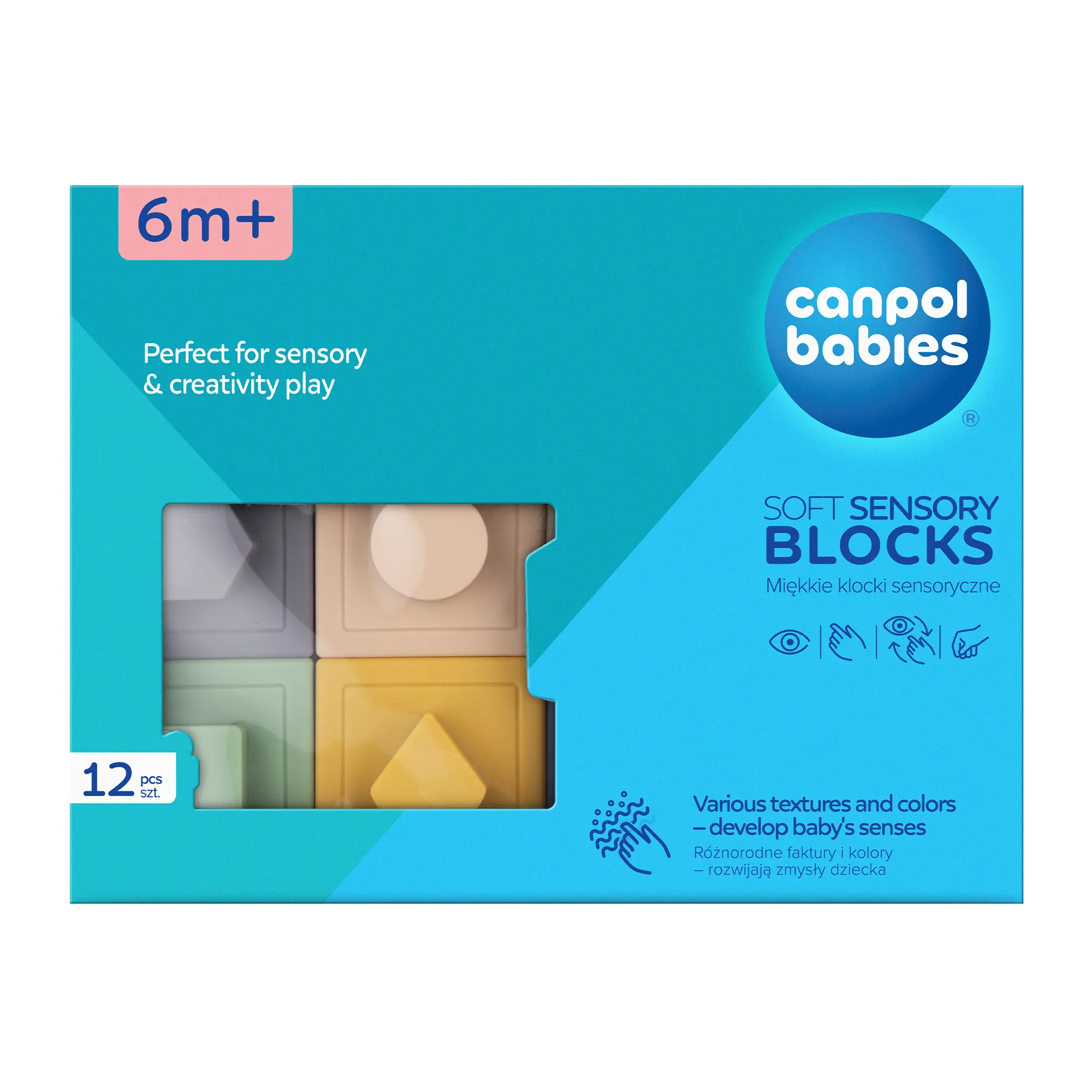 Canpol Babies Miękkie klocki sensoryczne 79/102 - 12 sztuk zdjęcie