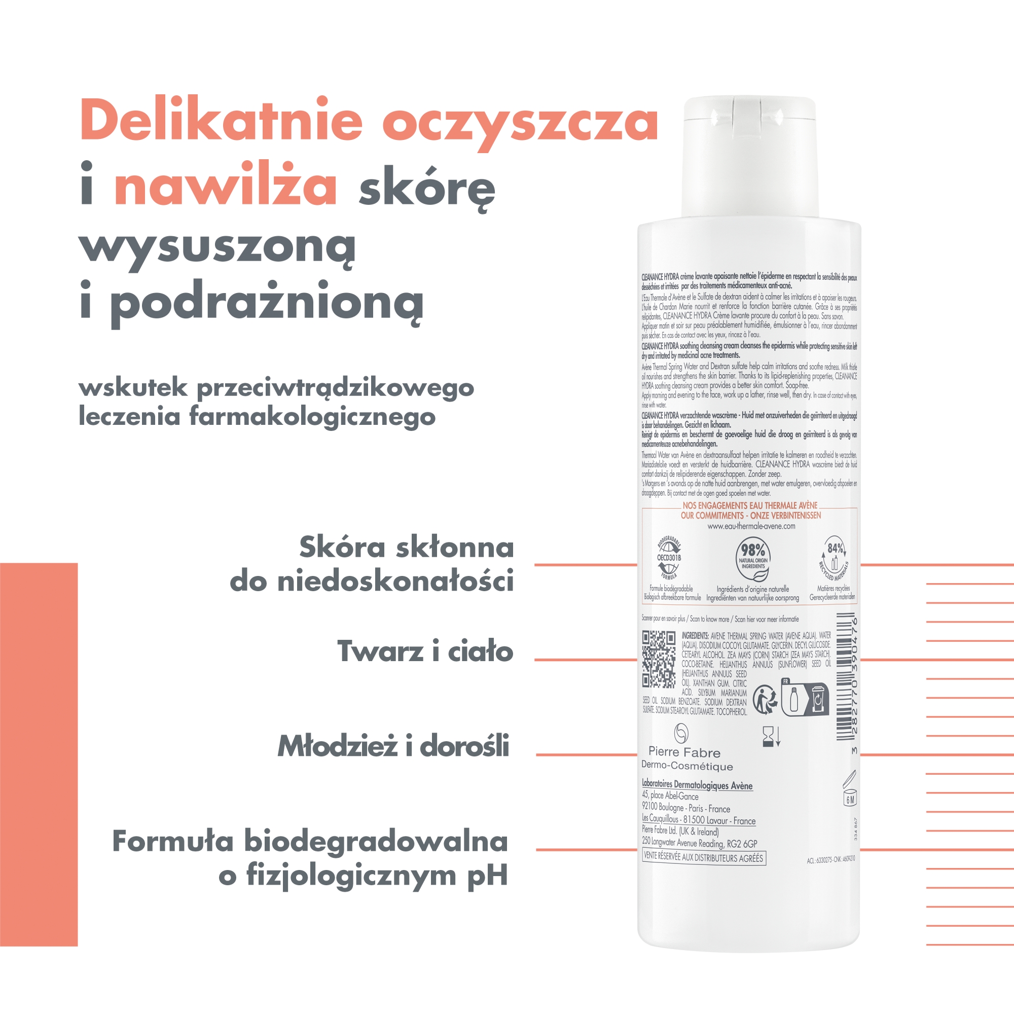 Avene Cleanance Hydra oczyszczający krem łagodzący 200 ml
