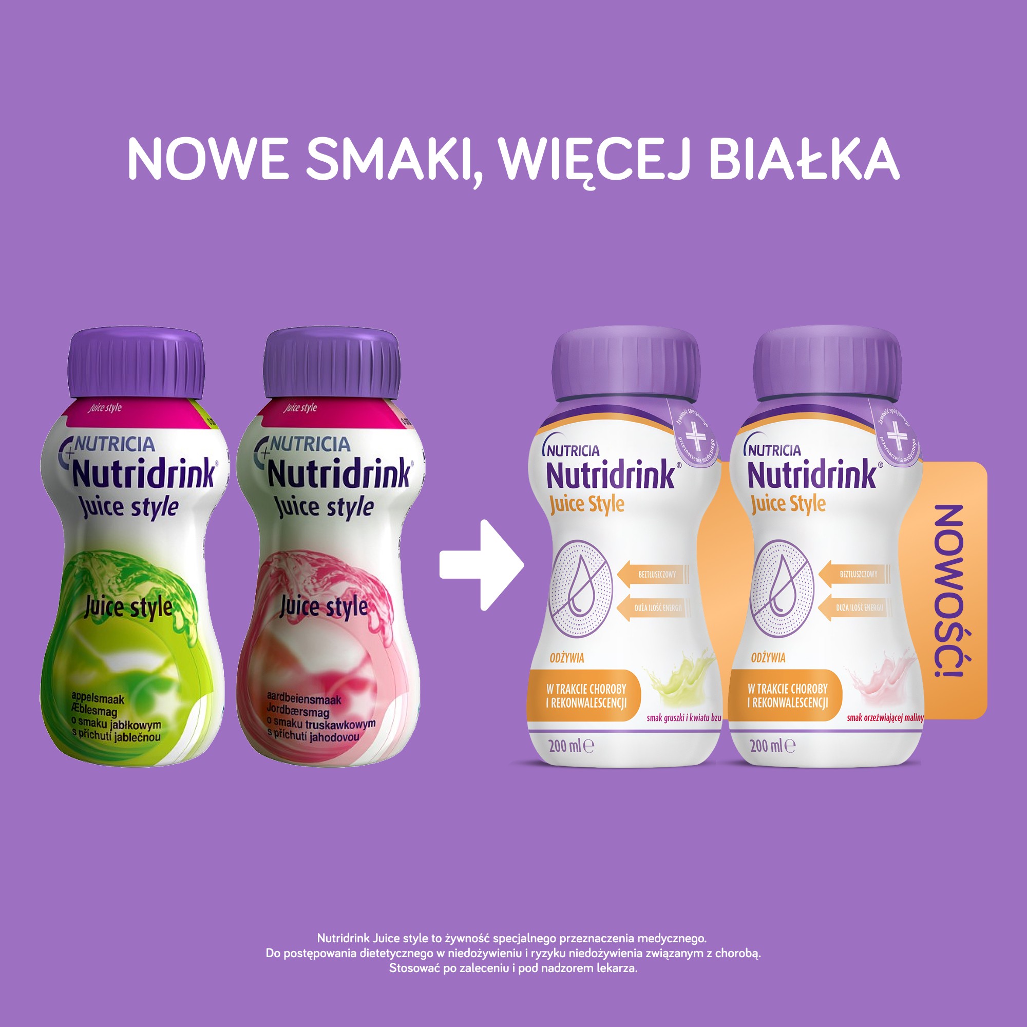 Nutridrink Juice Style o smaku gruszki i kwiatu bzu, płyn, 4 x 200 ml