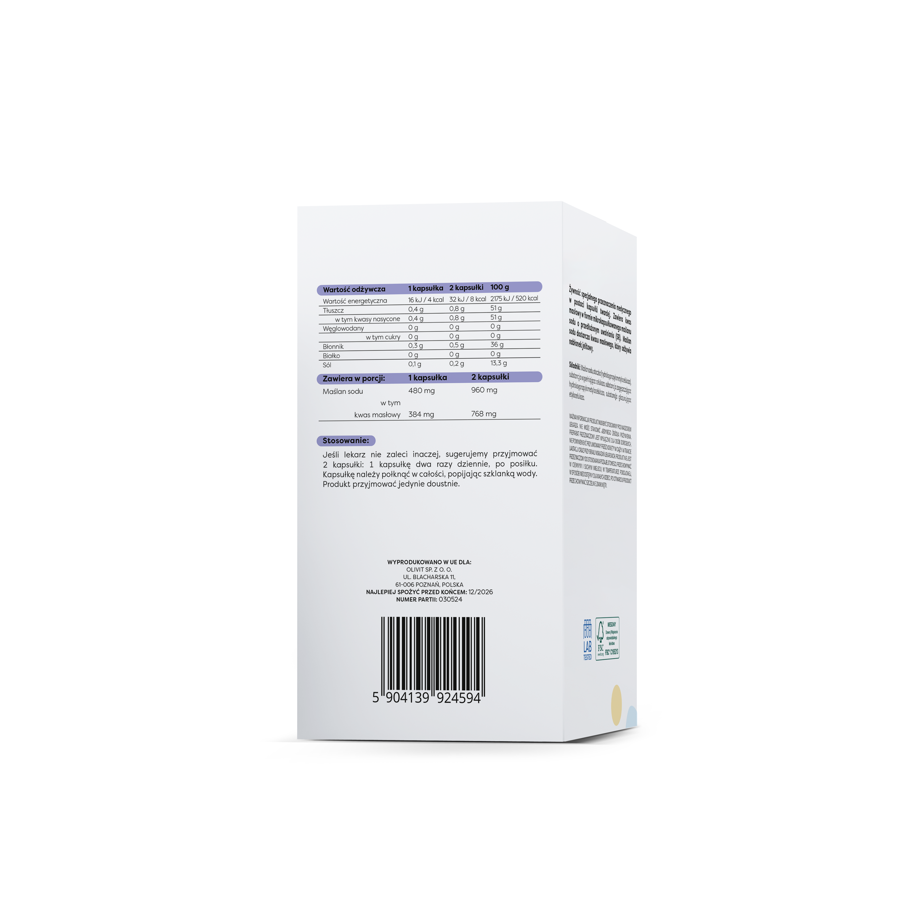 Osavi Maślan sodu SR 960mg, 120 kapsułek vege
