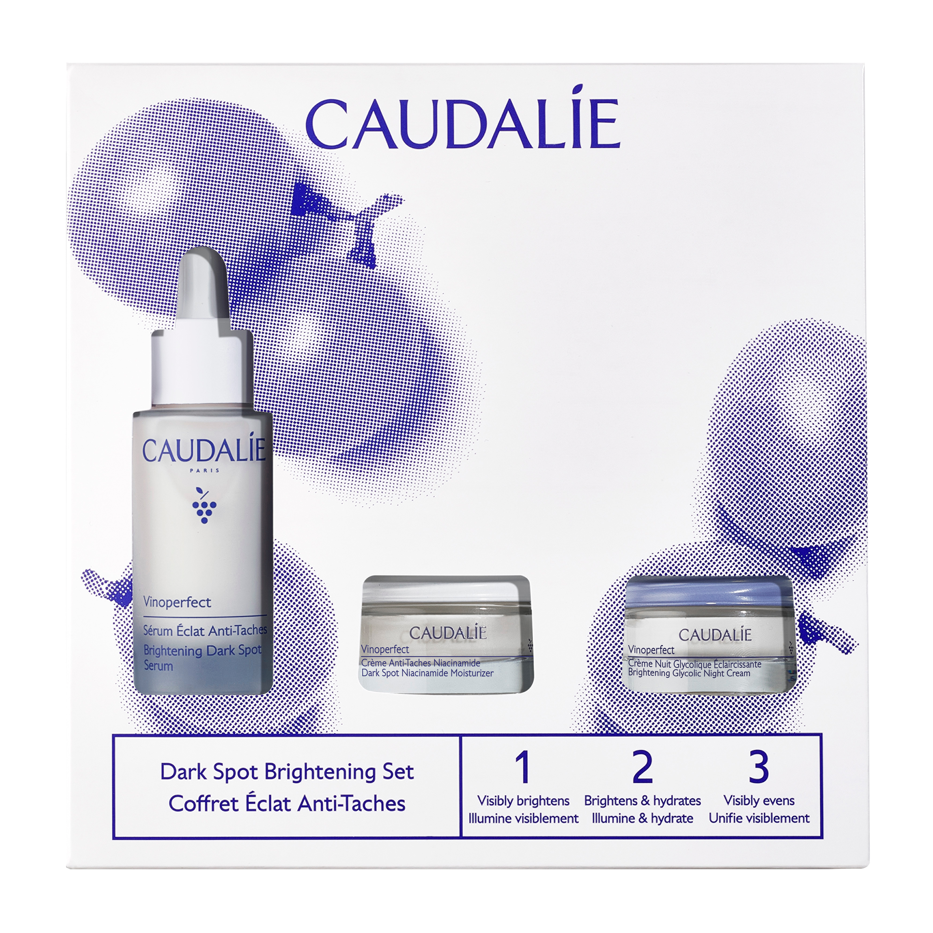 Caudalie Vinoperfect Zestaw Serum 30 ml, Krem nawilżający 15 ml, Krem na noc 15 ml