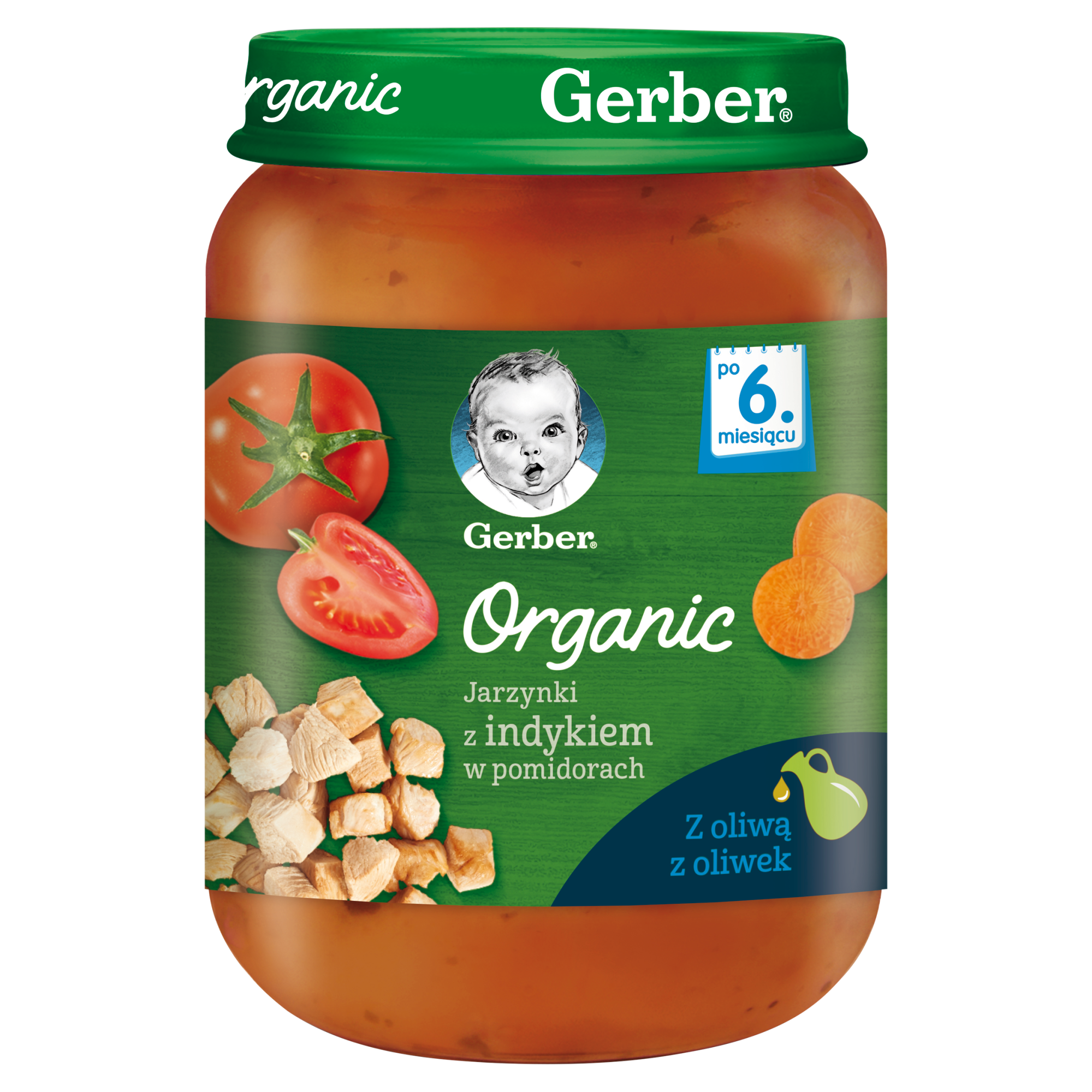 Gerber Organic Jarzynki z indykiem w pomidorach po 6 miesiącu - 190 g - cena, opinie, właściwości zdjęcie