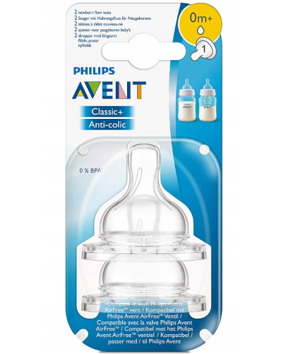 Avent Philips Classic+ smoczek o wolnym wypływie dla dzieci 0m+ 2 sztuki [SCF631/27] zdjęcie