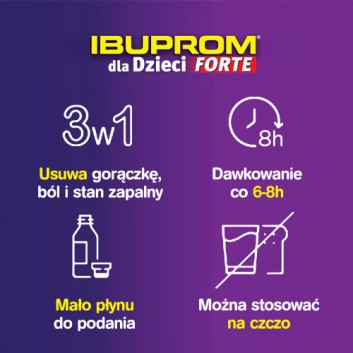 Ibuprom dla Dzieci Forte, 200 mg/5 ml, zawiesina doustna, 150 ml