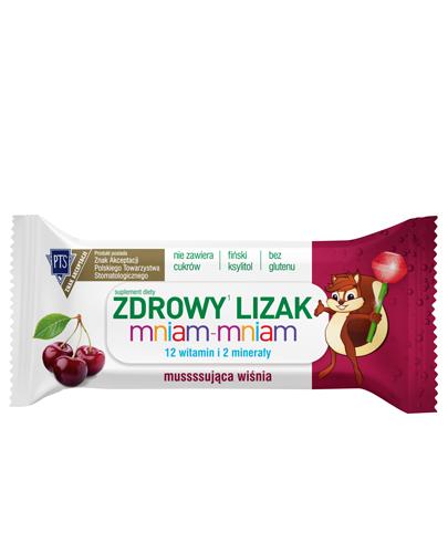 Zdrowy lizak Mniam-Mniam 12 witamin i 2 minerały o smaku musującej wiśni 1 sztuka zdjęcie