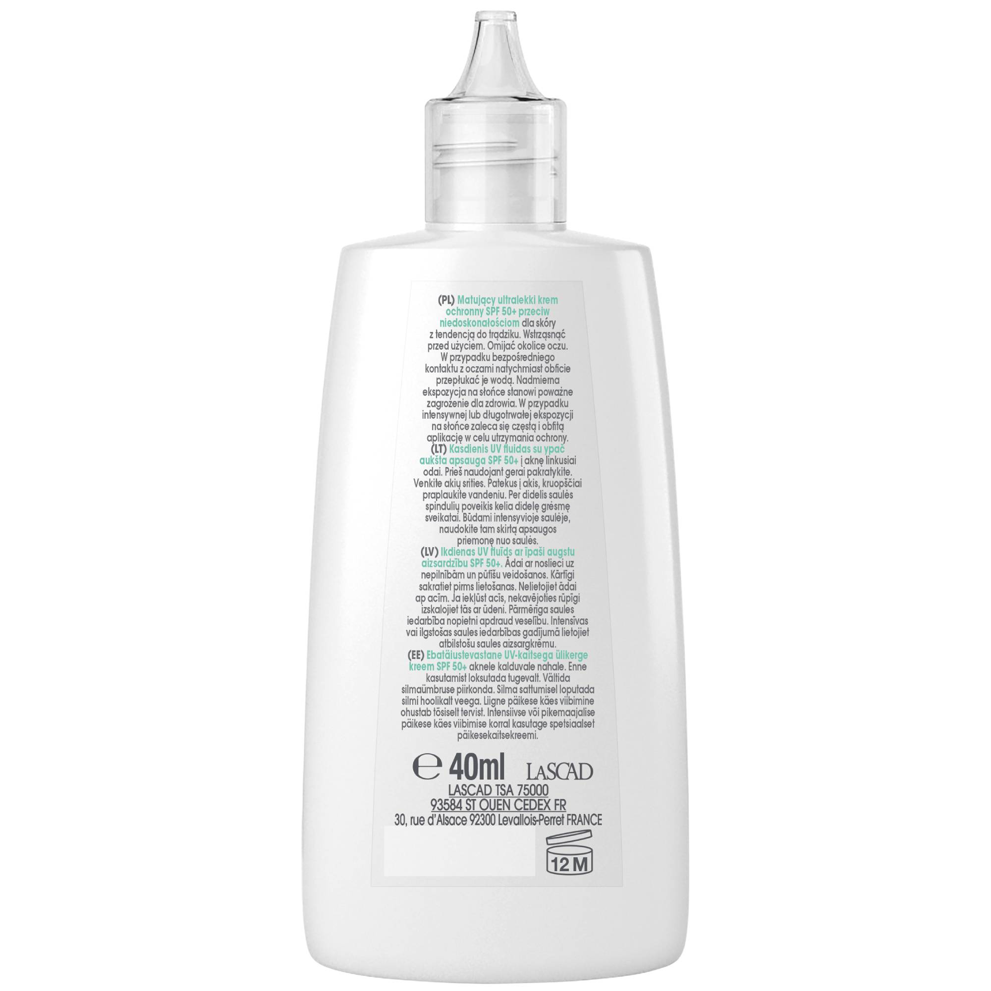 Mixa Matujący ultralekki krem ochronny SPF50 przeciw niedoskonałościom, 40 ml