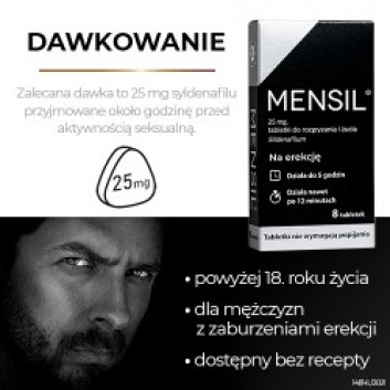 Mensil, 25 mg, tabletki do rozgryzania, żucia, 8 sztuk