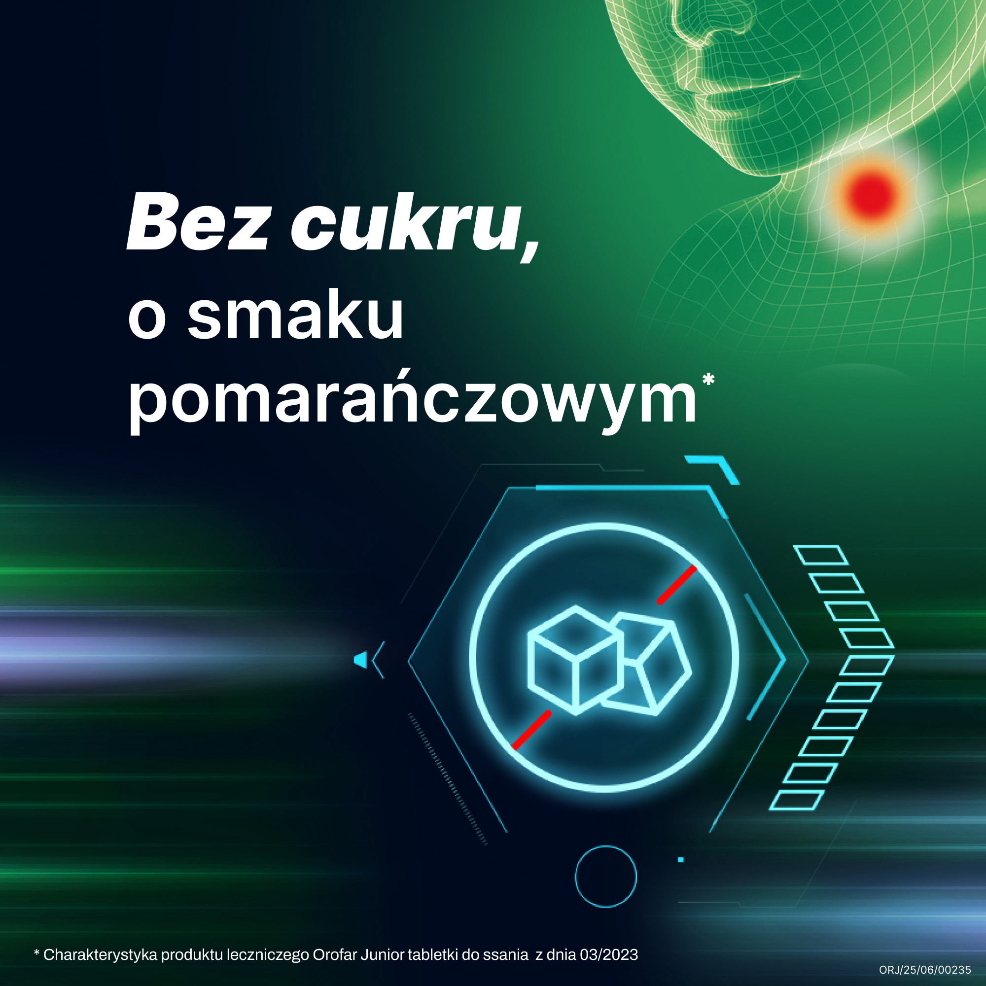 Orofar Junior tabletki do ssania na ból gardła smak pomarańczowy 24 sztuki