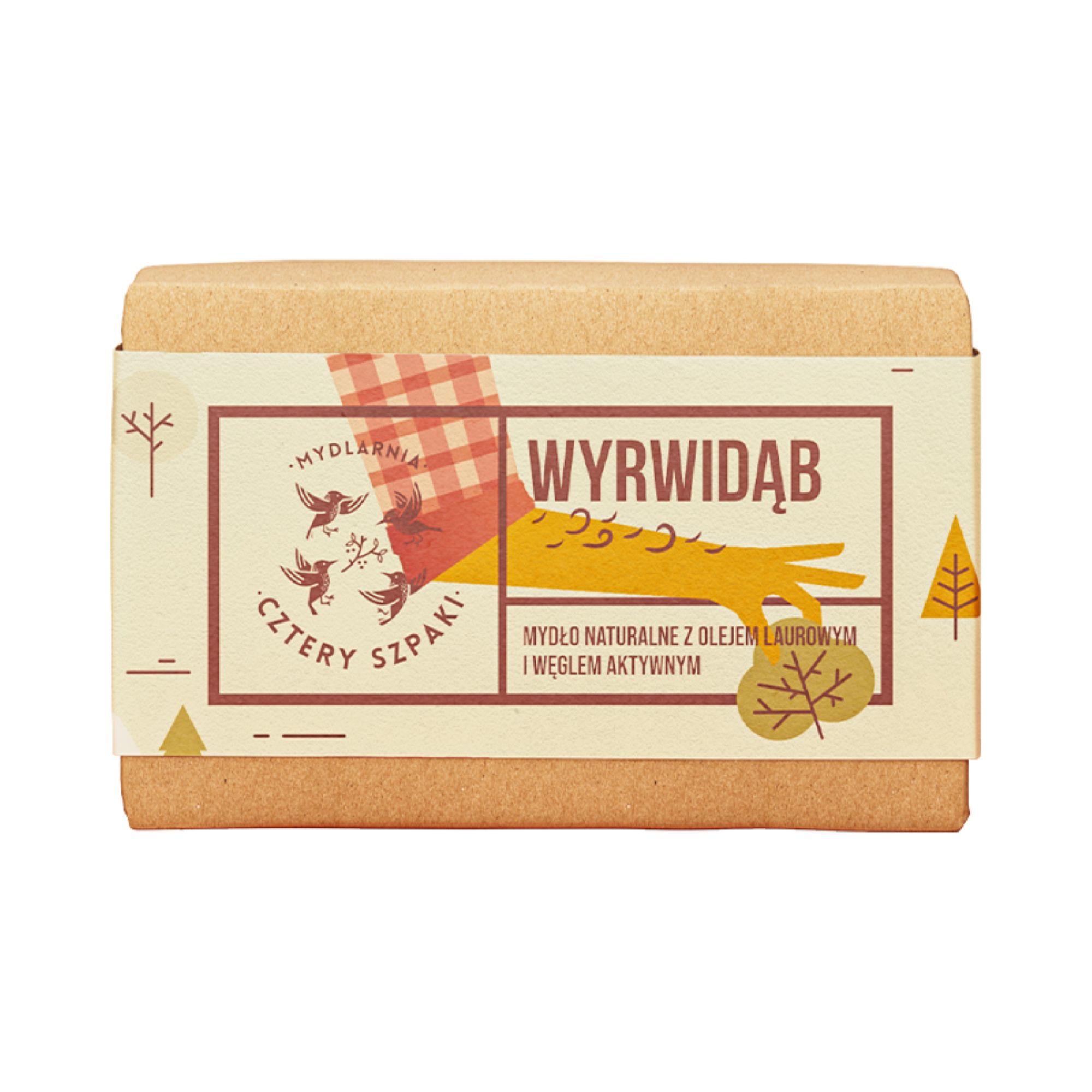 Mydlarnia Cztery Szpaki Wyrwidąb Mydło naturalne z olejem laurowym i węglem aktywowanym, 110 g zdjęcie
