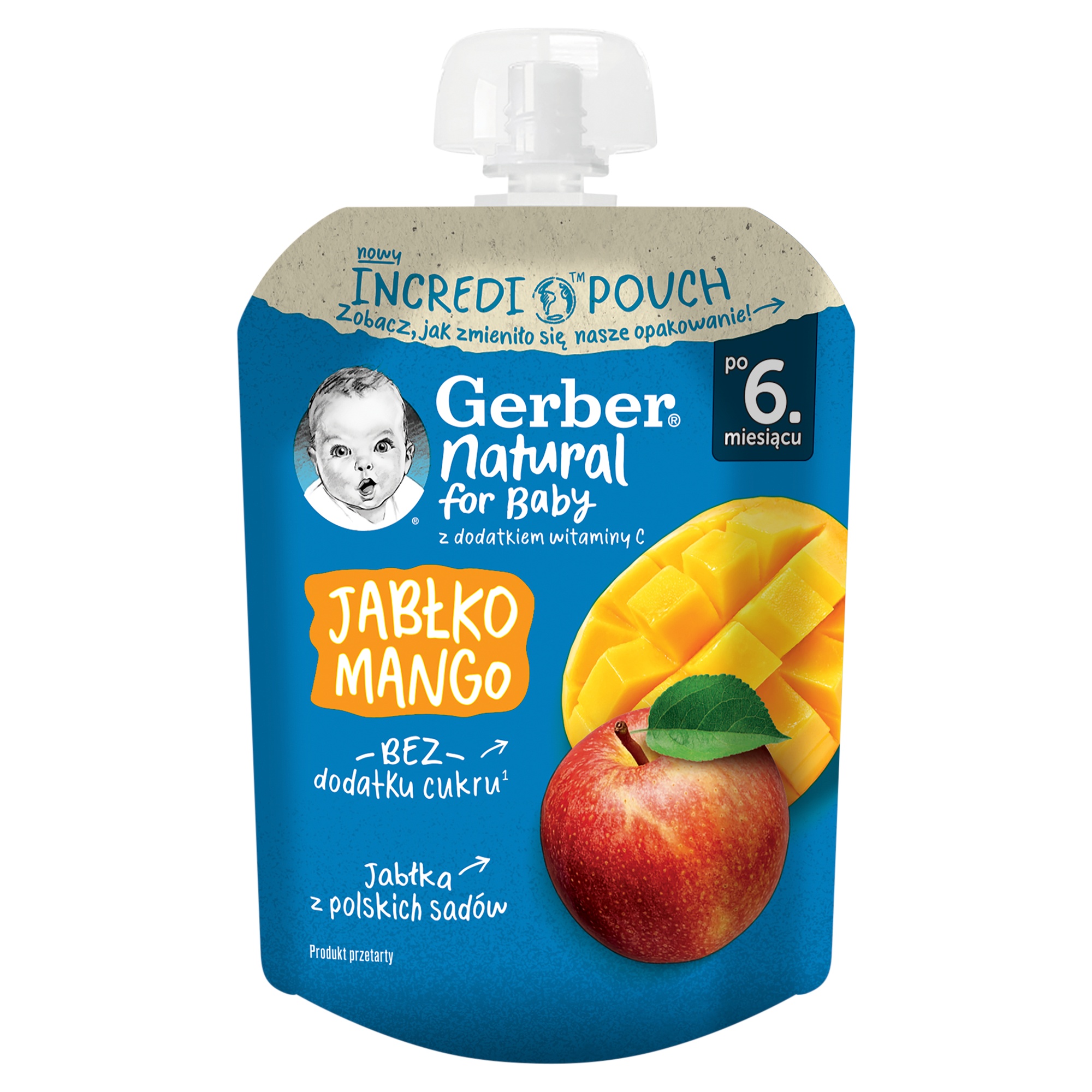 Gerber Deserek w tubce jabłko mango dla niemowląt po 6. miesiącu, 80 g zdjęcie