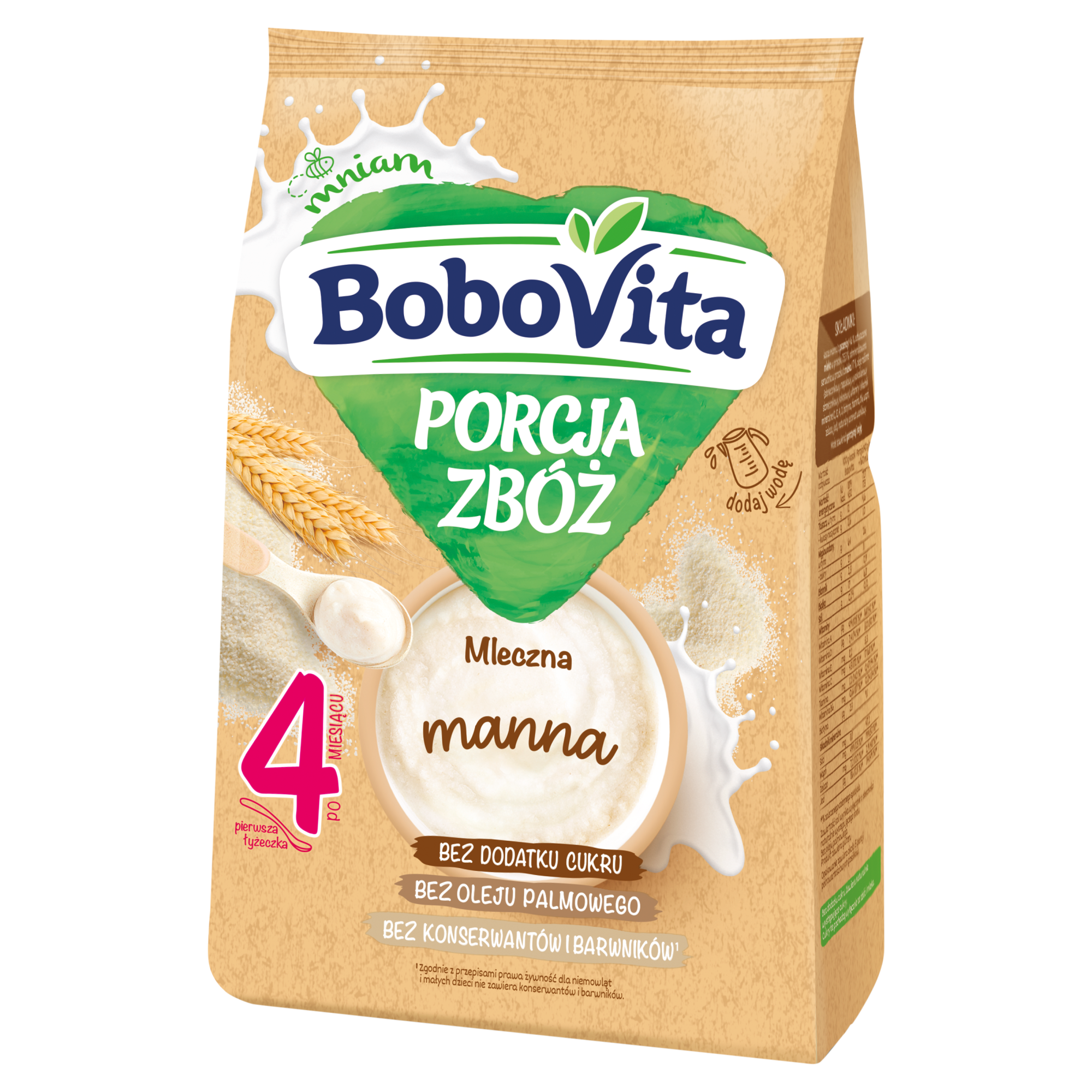 BOBOVITA PORCJA ZBÓŻ Manna kaszka mleczna po 4 m-cu - 210 g zdjęcie