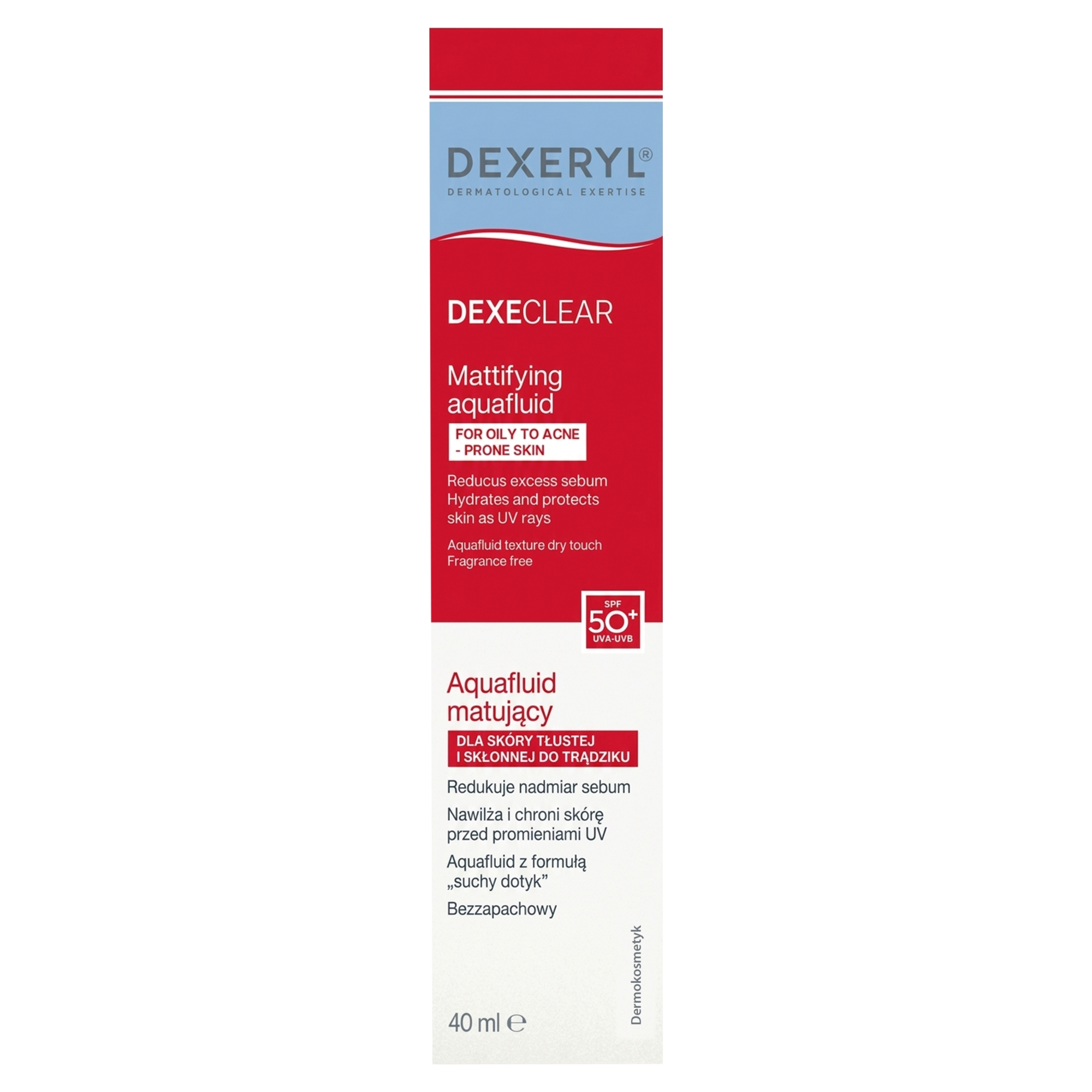 Dexeryl Dexeclear Aquafluid matujący SPF 50+, 40 ml zdjęcie
