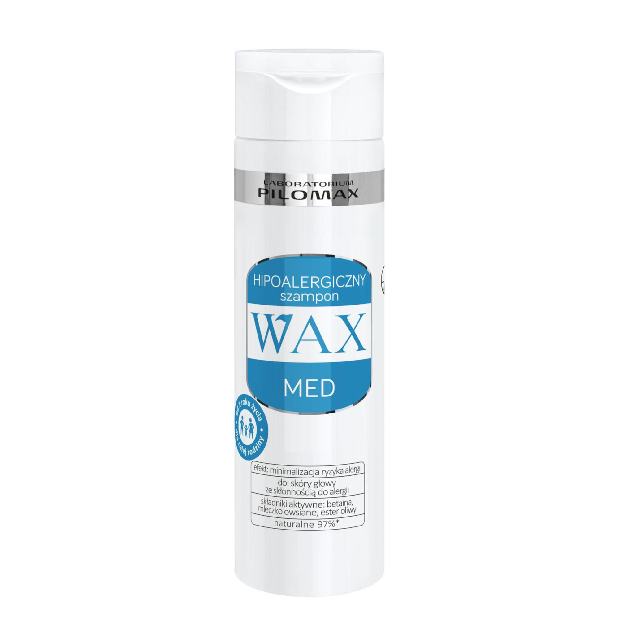 Pilomax hipoalergiczny szampon WAX MED do skóry głowy ze skłonnością do alergii 200 ml zdjęcie