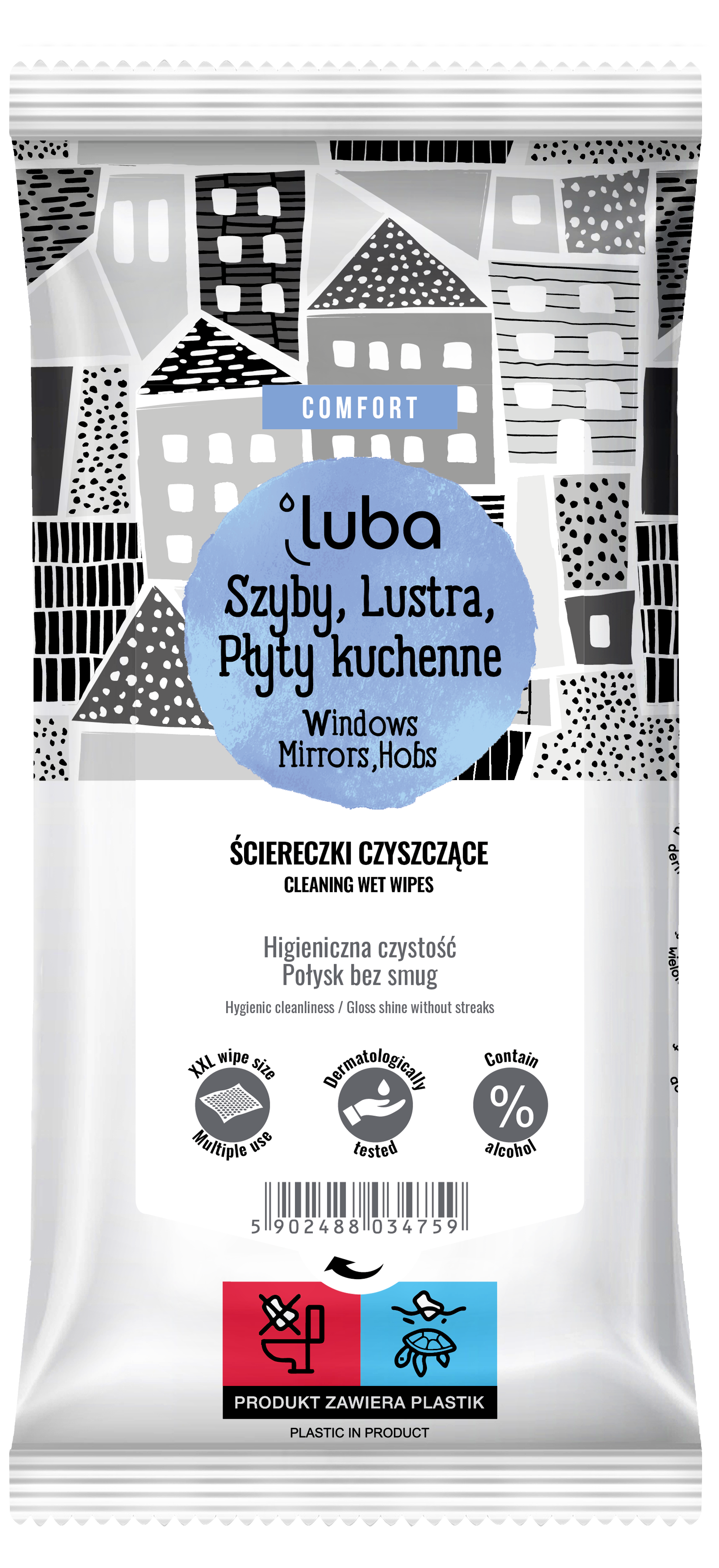 Luba Comfort - Czyszczące Ściereczki do szyb, luster, płyt kuchennych, 32 sztuk zdjęcie