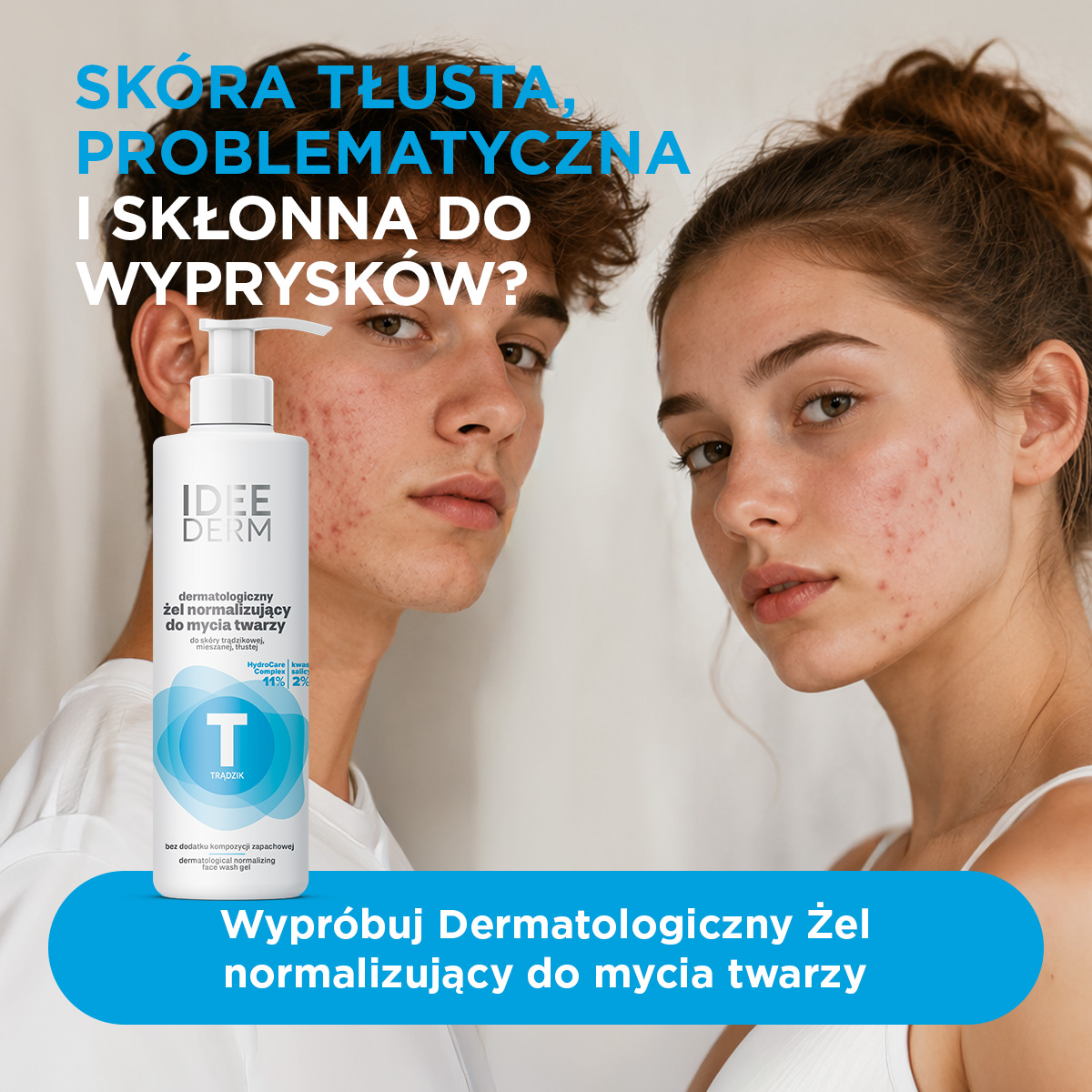 Idee Derm Dermatologiczny Żel normalizujący do mycia twarzy, 220 ml