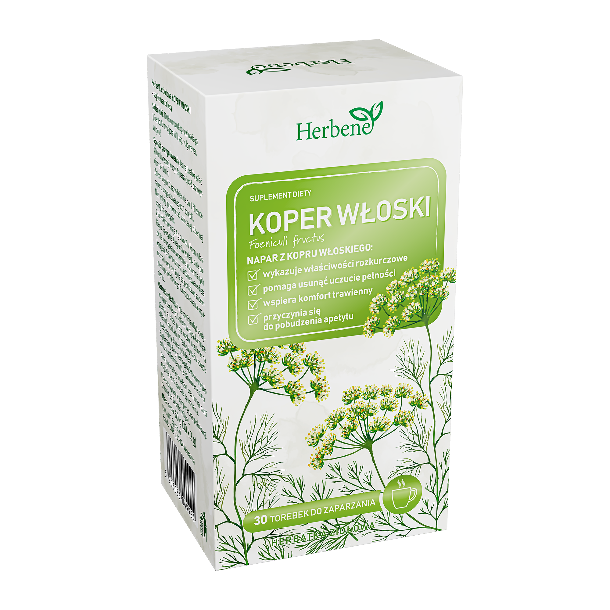 Herbene, Koper włoski, torebki do zaparzania, 30 sztuk