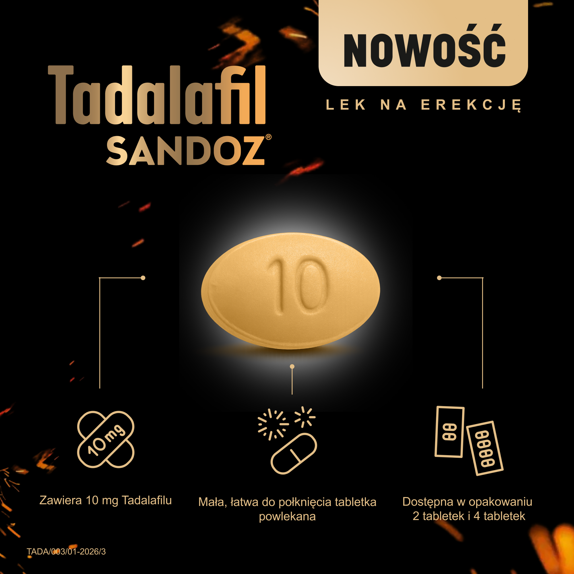 Tadalafil Sandoz, 10 mg, tabletki, 2 sztuki
