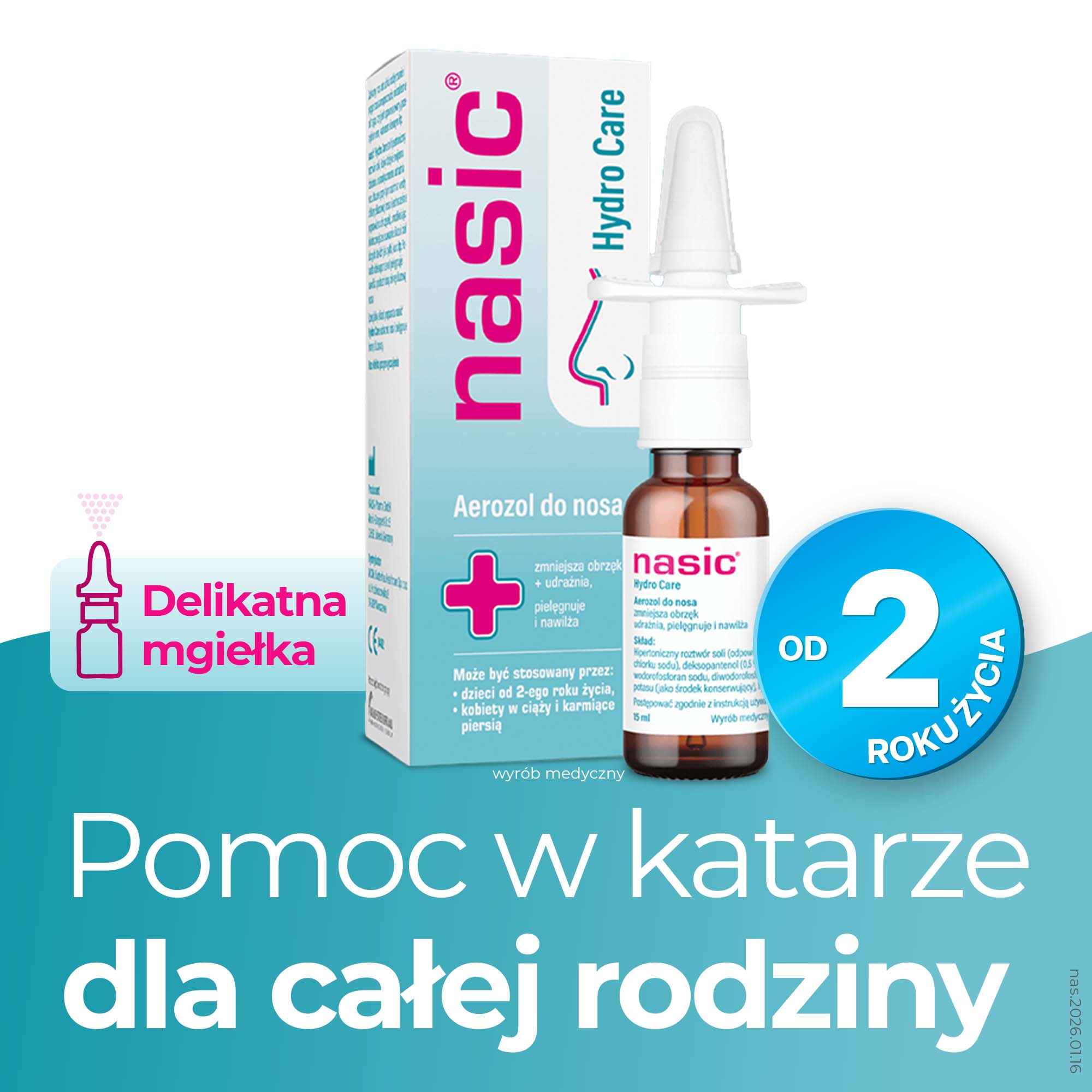 Nasic Hydro Care, aerozol do nosa, 15 ml