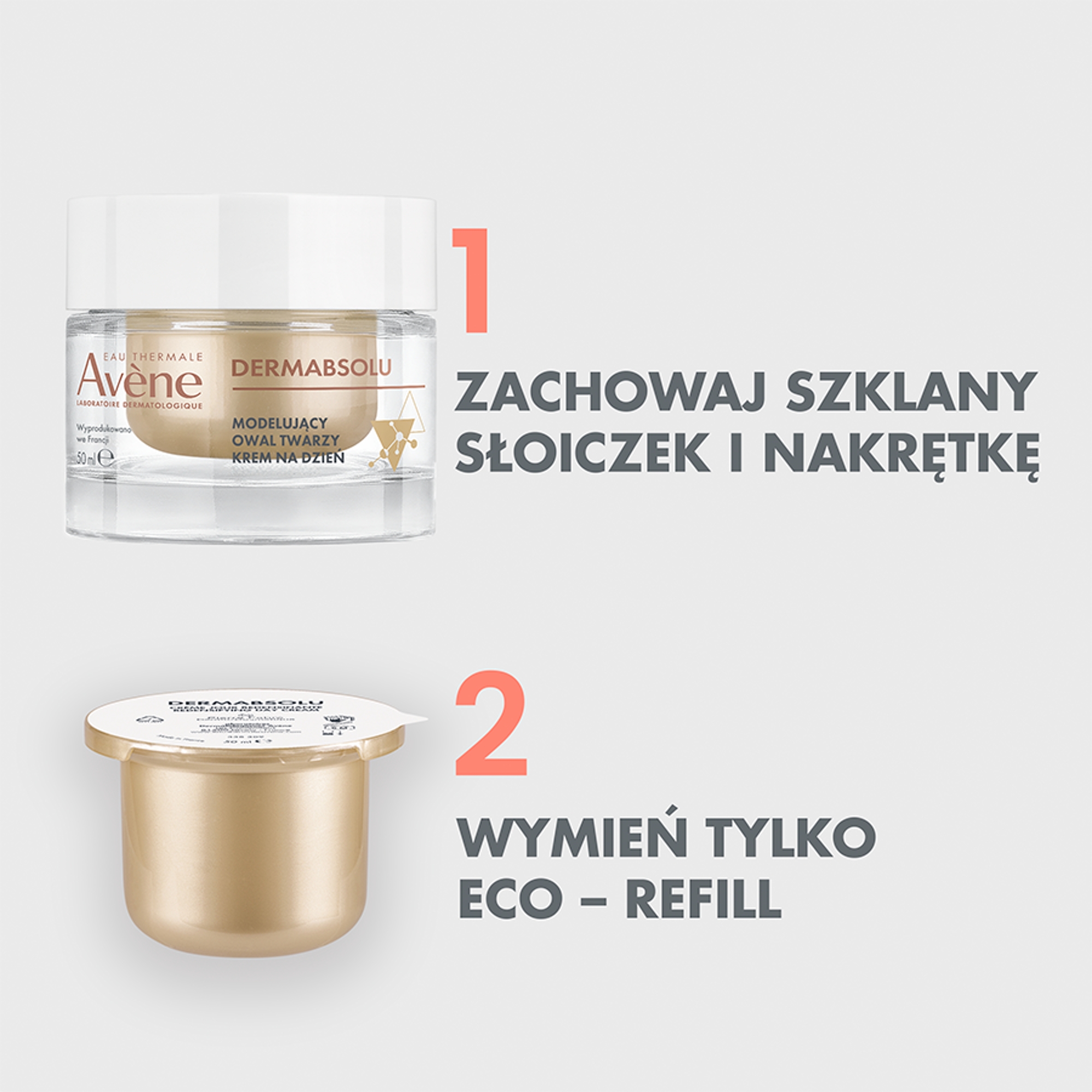 Avene Dermabsolu, Krem modelujący owal twarzy na dzień refill, 50 ml