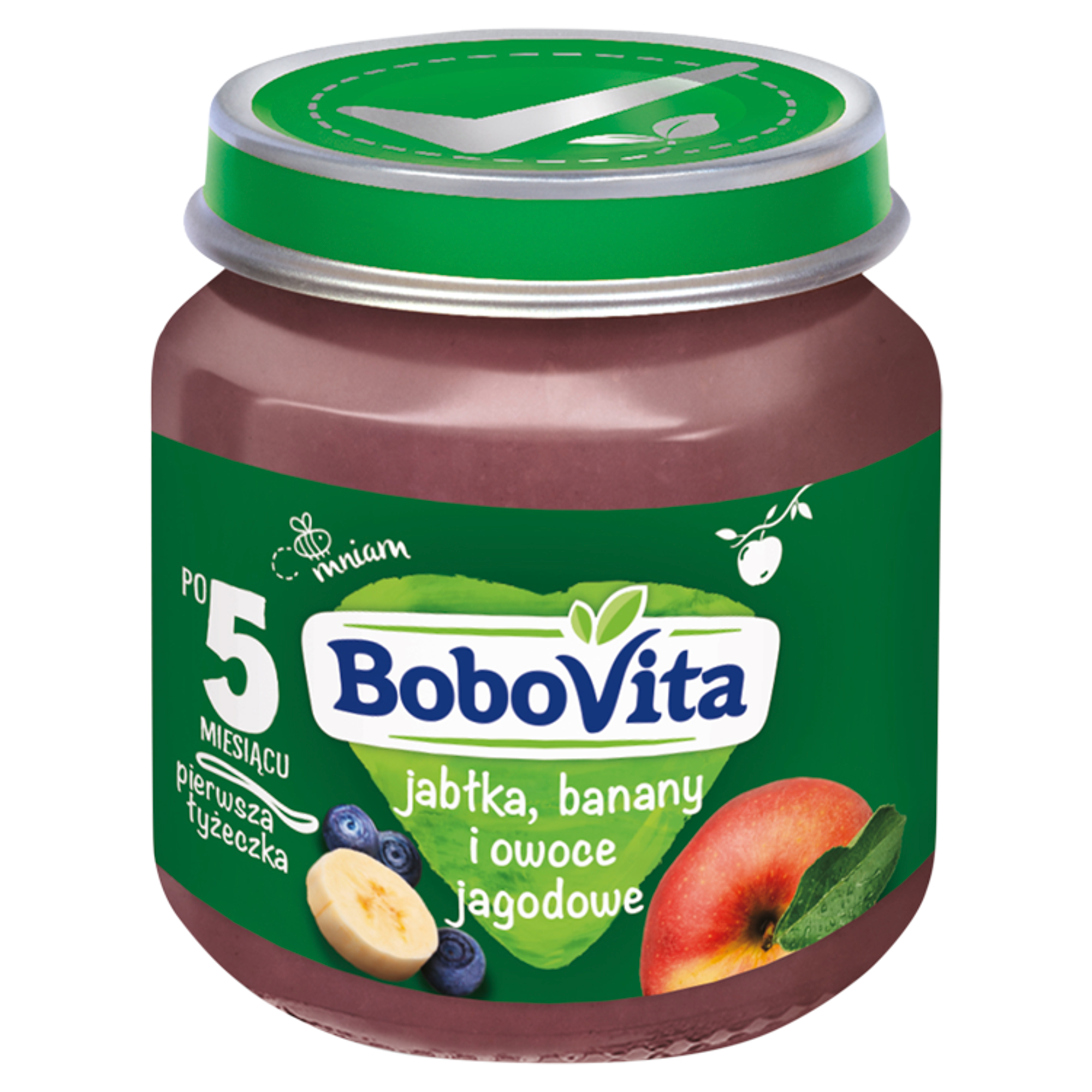 BOBOVITA Banany, jabłka i owoce jagodowe po 5 m-cu - 125 g - cena, opinie, właściwości zdjęcie