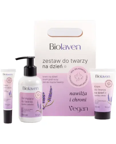 Biolaven Zestaw Do Twarzy Na Dzień krem na dzień 50 ml, krem pod oczy 15 ml, żel do mycia twarzy 150 ml [zestaw] zdjęcie