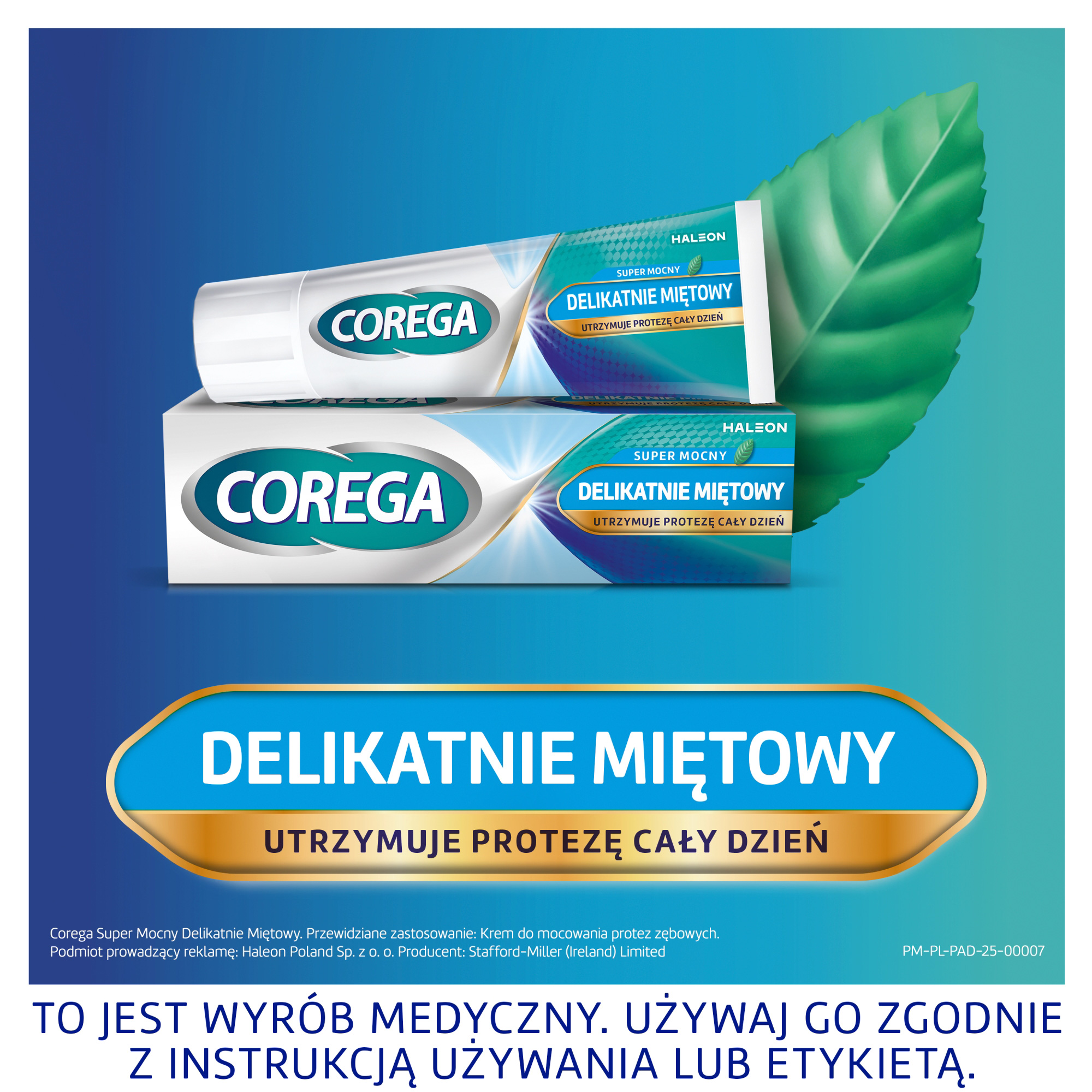 Corega Super Mocny Delikatnie Miętowy krem mocujący do protez zębowych 40 g