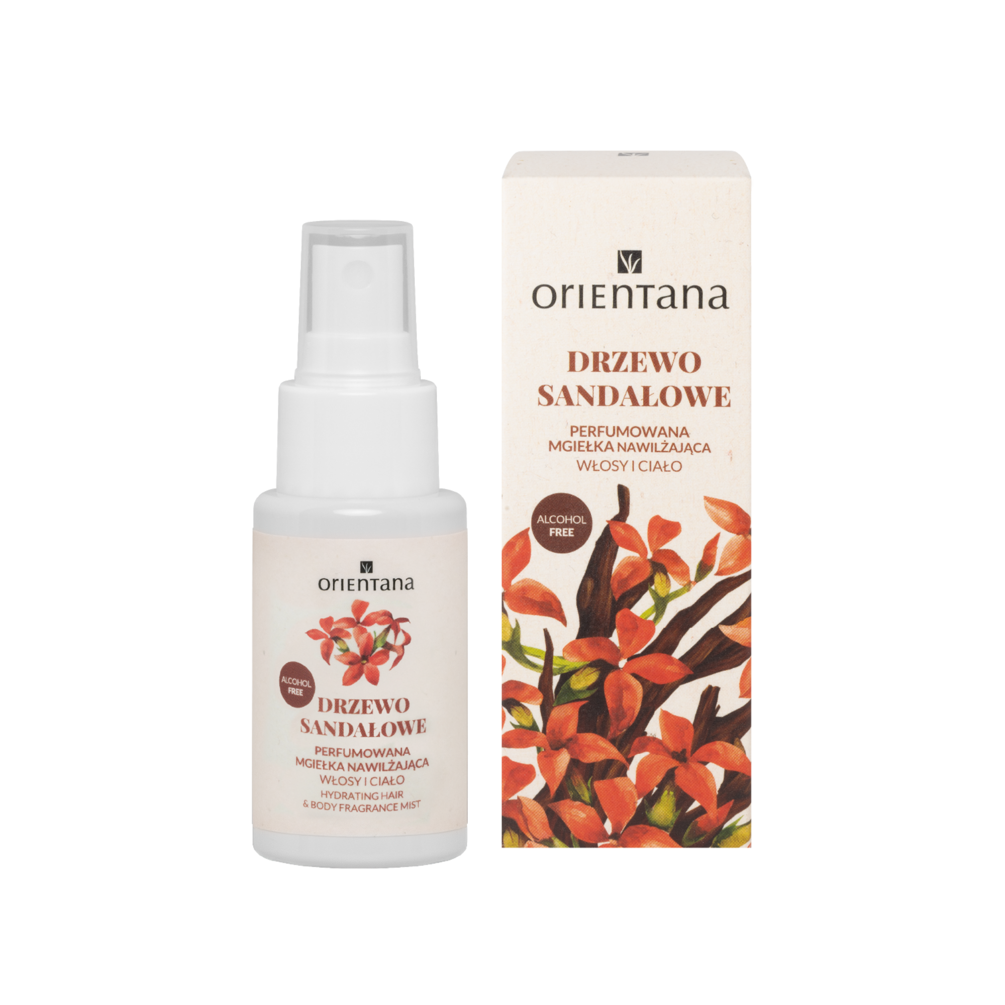Orientana Drzewo Sandałowe Perfumowana mgiełka nawilżająca do ciała i włosów, 50 ml