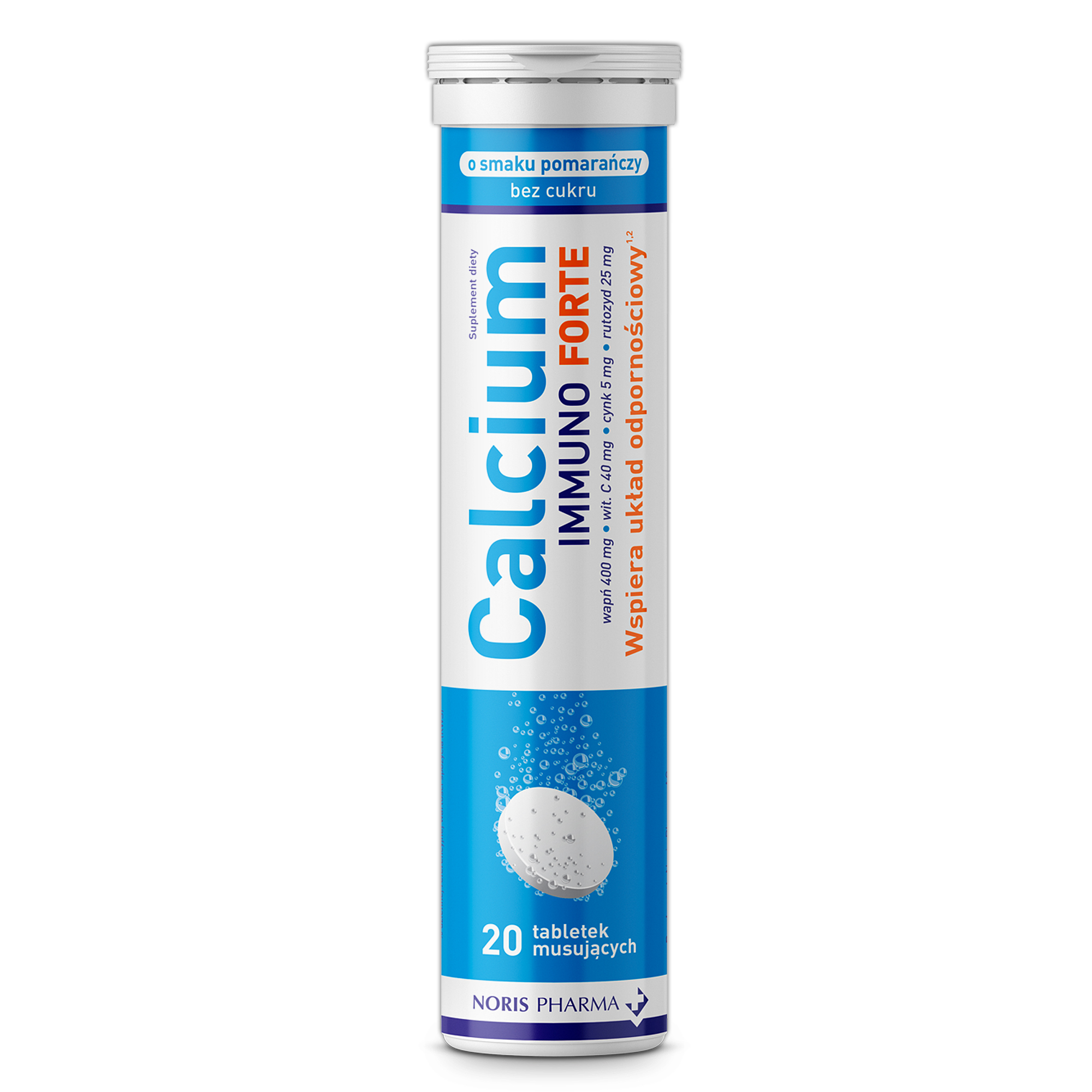 Calcium Immuno Forte smak pomarańczowy 20 tabletek musujących zdjęcie
