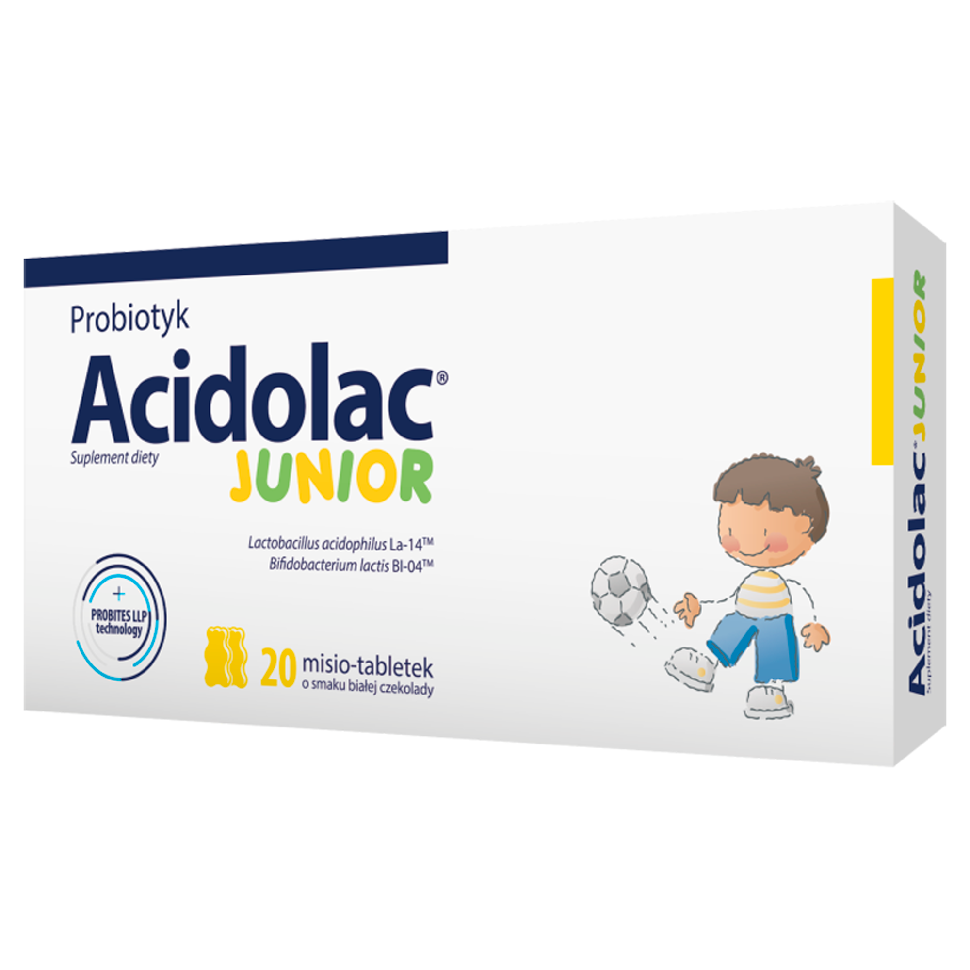 Acidolac Junior o smaku białej czekolady 20 misio-tabletek zdjęcie
