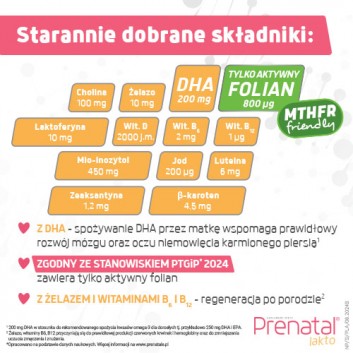 Prenatal Lakto, kapsułki miękkie + kapsułki twarde, 30 sztuk + 30 sztuk