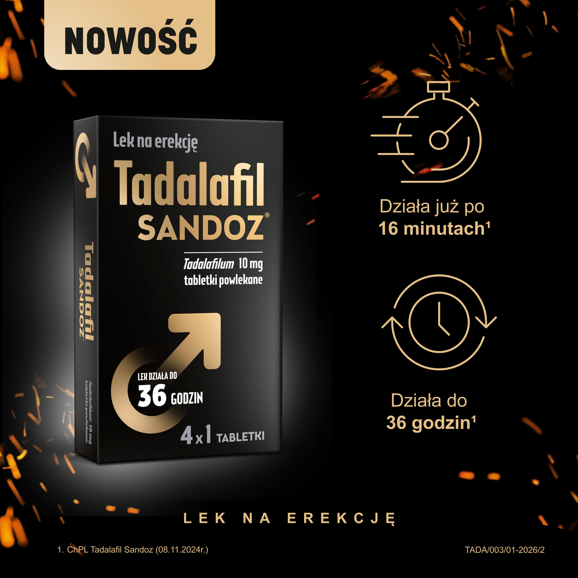 Tadalafil Sandoz, 10 mg, tabletki, 2 sztuki