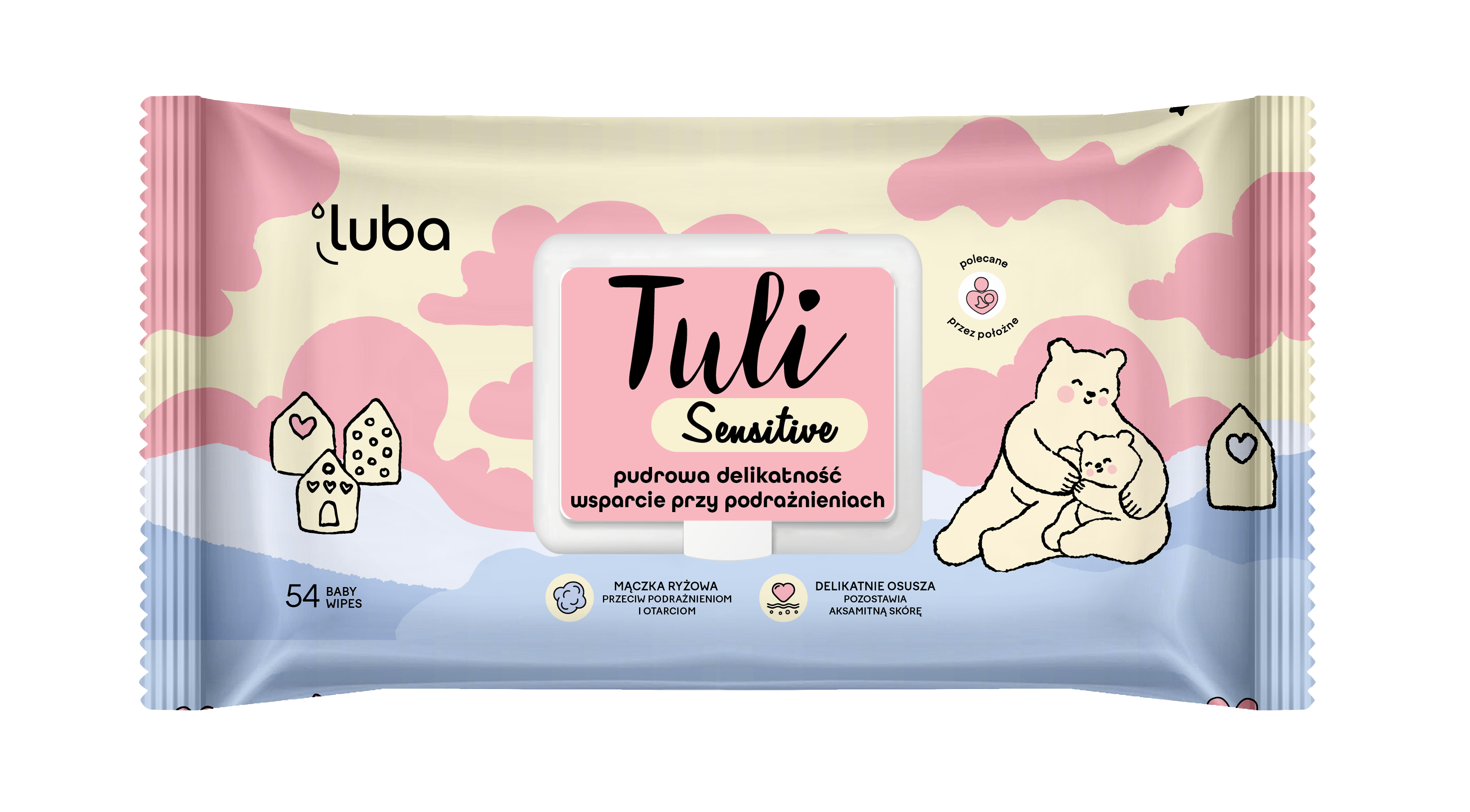 Luba Tuli Sensitive, nawilżane chusteczki z mączką ryżową, 54 sztuki zdjęcie