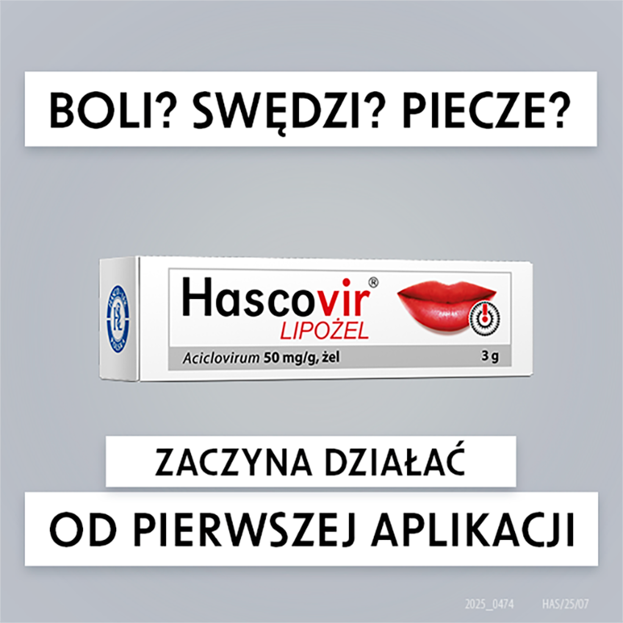 Hascovir Lipożel Pro 50 mg/g żel na opryszczkę 3 g