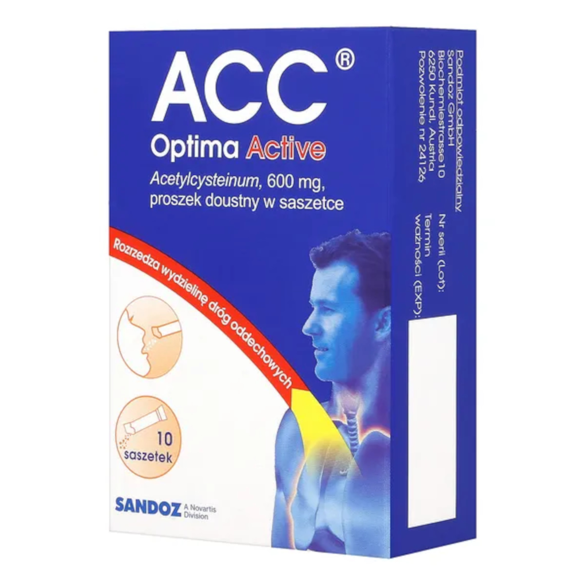 ACC Optima Active 600 mg (Acetylcysteinum), saszetki, 10 sztuk zdjęcie