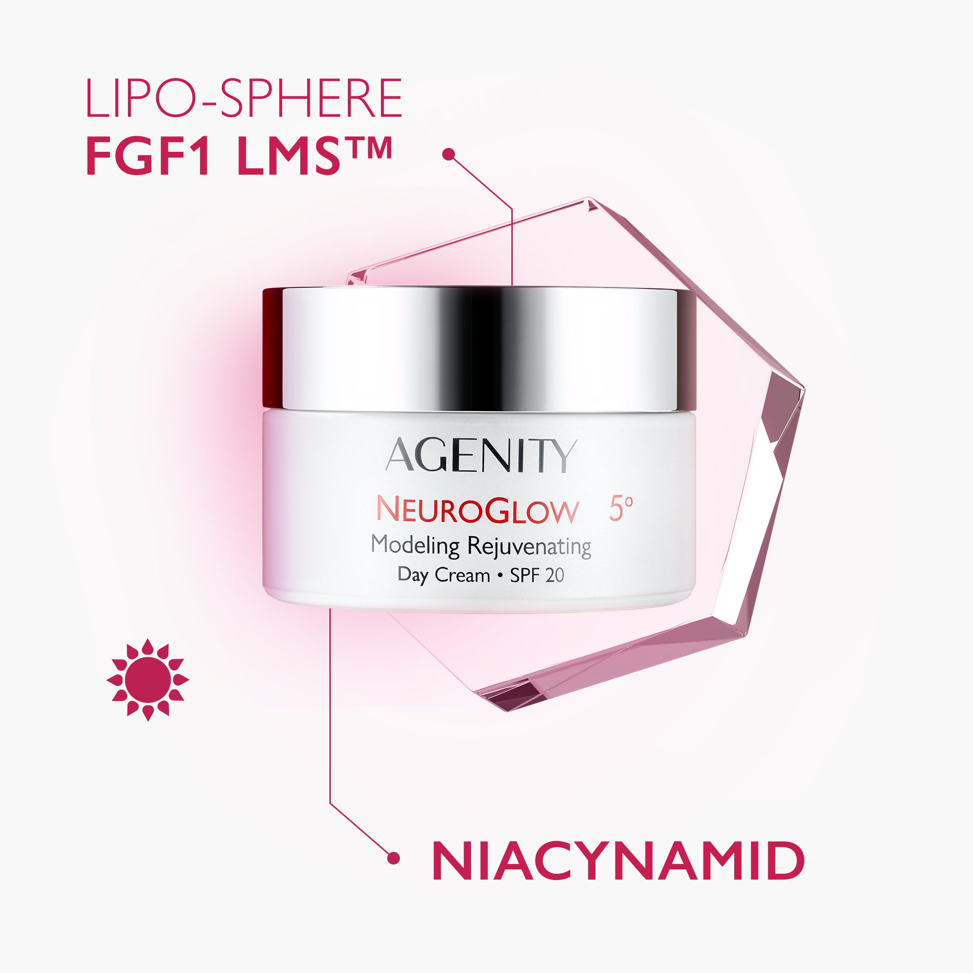 Agenity Neuroglow 5°, Krem modelujący odmładzający na dzień SPF 20, 50 ml