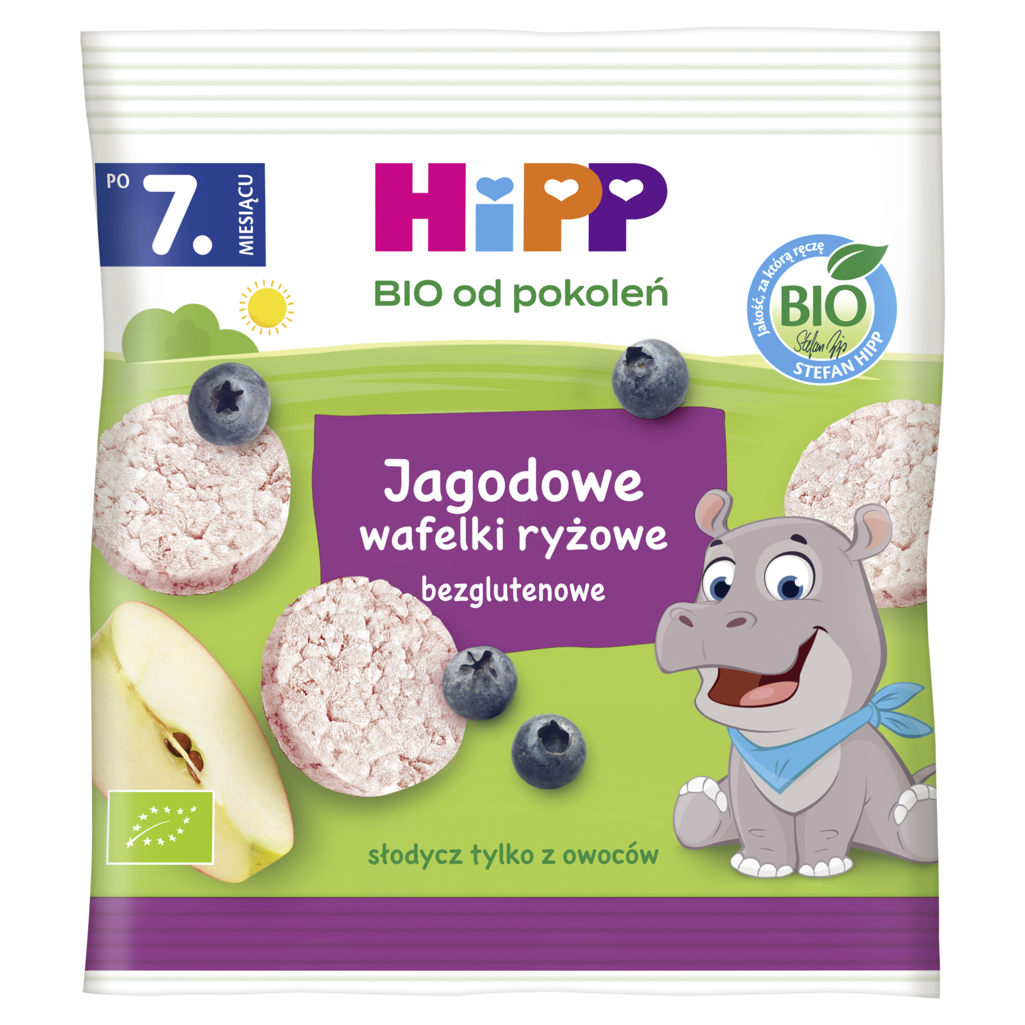 HIPP BIO Jagodowe wafelki ryżowe po 7 m-cu - 30 g zdjęcie