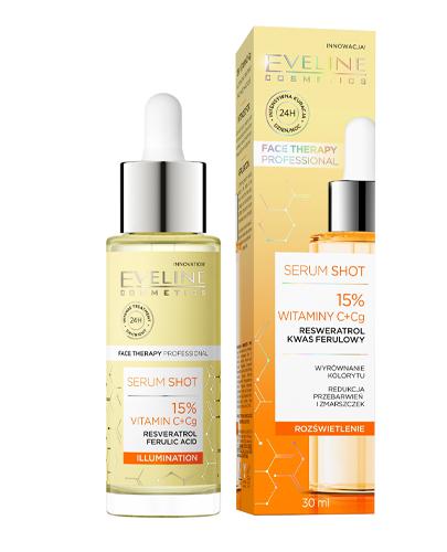 Eveline Cosmetics Serum Shot Kuracja rozświetlająca 15% witaminy C+Cg, 30 ml, cena, wskazania, właściwości zdjęcie
