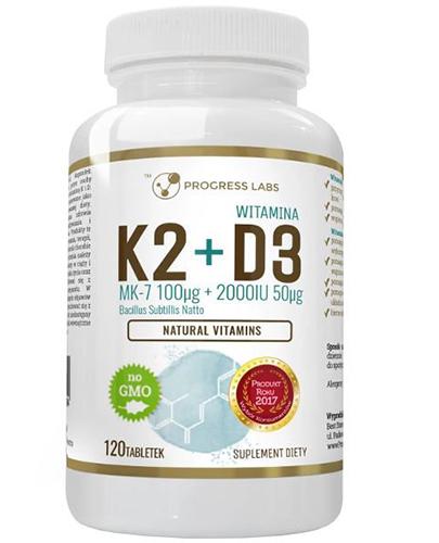 Progress Lab Witamina K2 MK-7 100 mcg + D3 2000IU 50 mcg, 120 tabletek zdjęcie