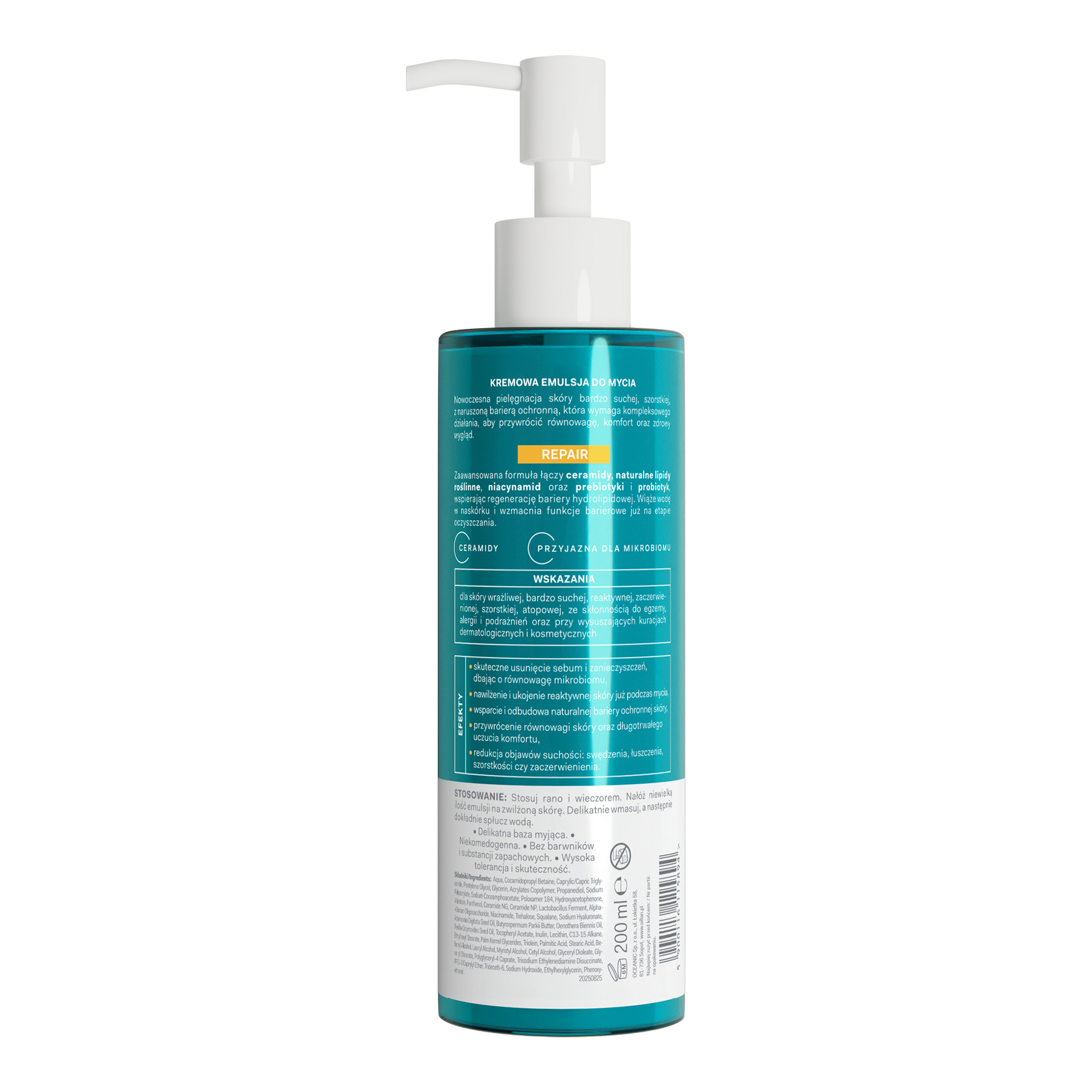 Oillan Repair, kremowa emulsja nawilżająca do mycia, 200 ml