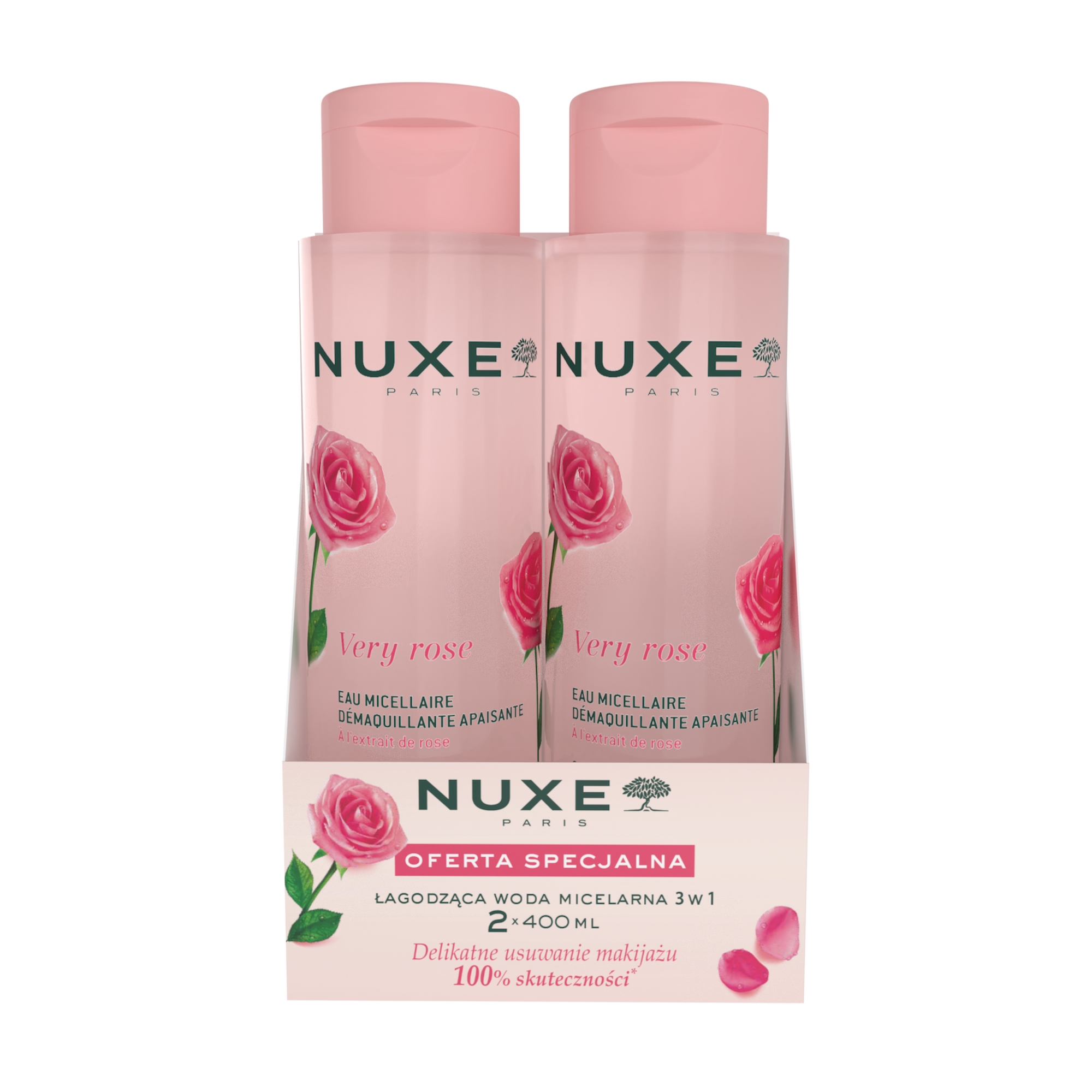 Nuxe Very Rose, zestaw łagodząca woda micelarna 3w1, 2 x 400 ml zdjęcie