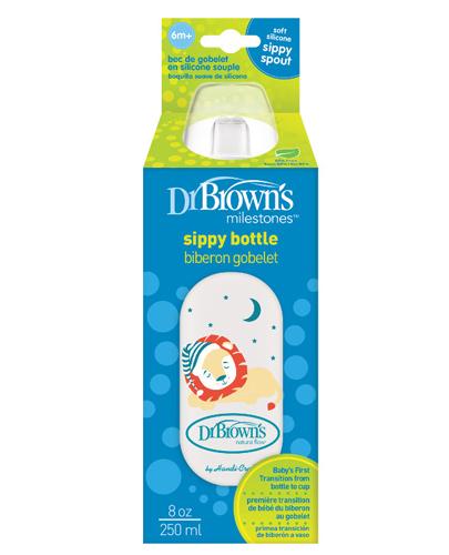 Dr Brown's Standard Butelka z silikonowym ustnikiem niekapkiem 6m+ lew - 250 ml No nauki samodzielnego picia - cena, opinie, użytkowanie  zdjęcie