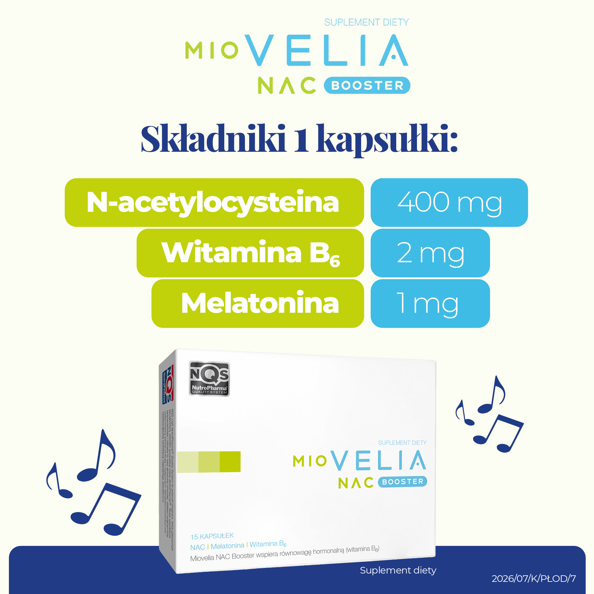 Miovelia NAC Booster, kapsułki twarde, 15 sztuk