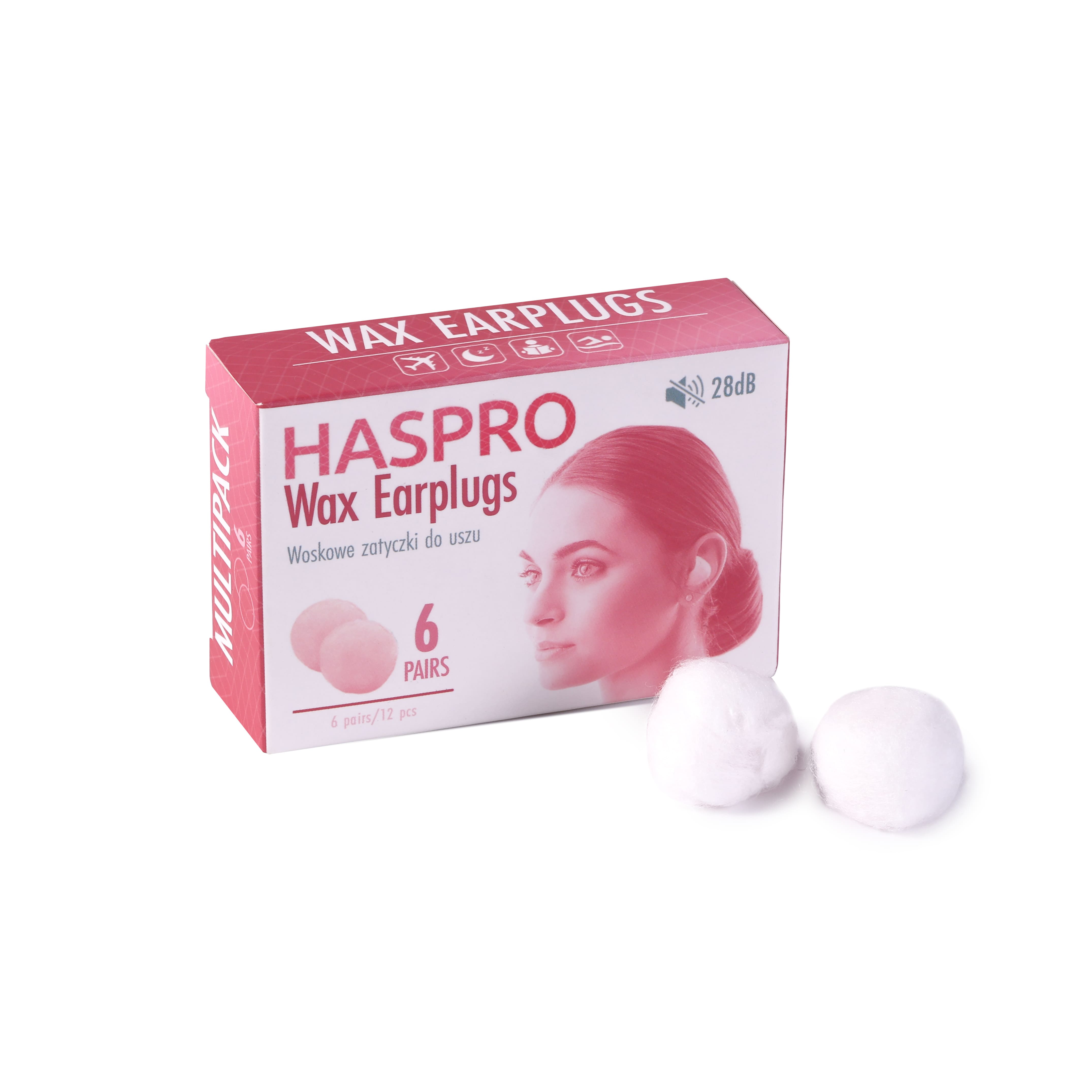 Haspro Wax Earplugss, zatyczki do uszu woskowe, 12 sztuk zdjęcie