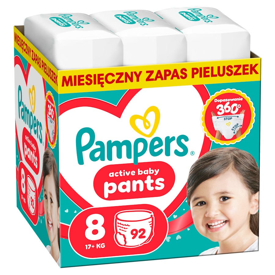 Pampers Active Baby Pieluchomajtki rozmiar 8, 17+ kg, 92 sztuki zdjęcie
