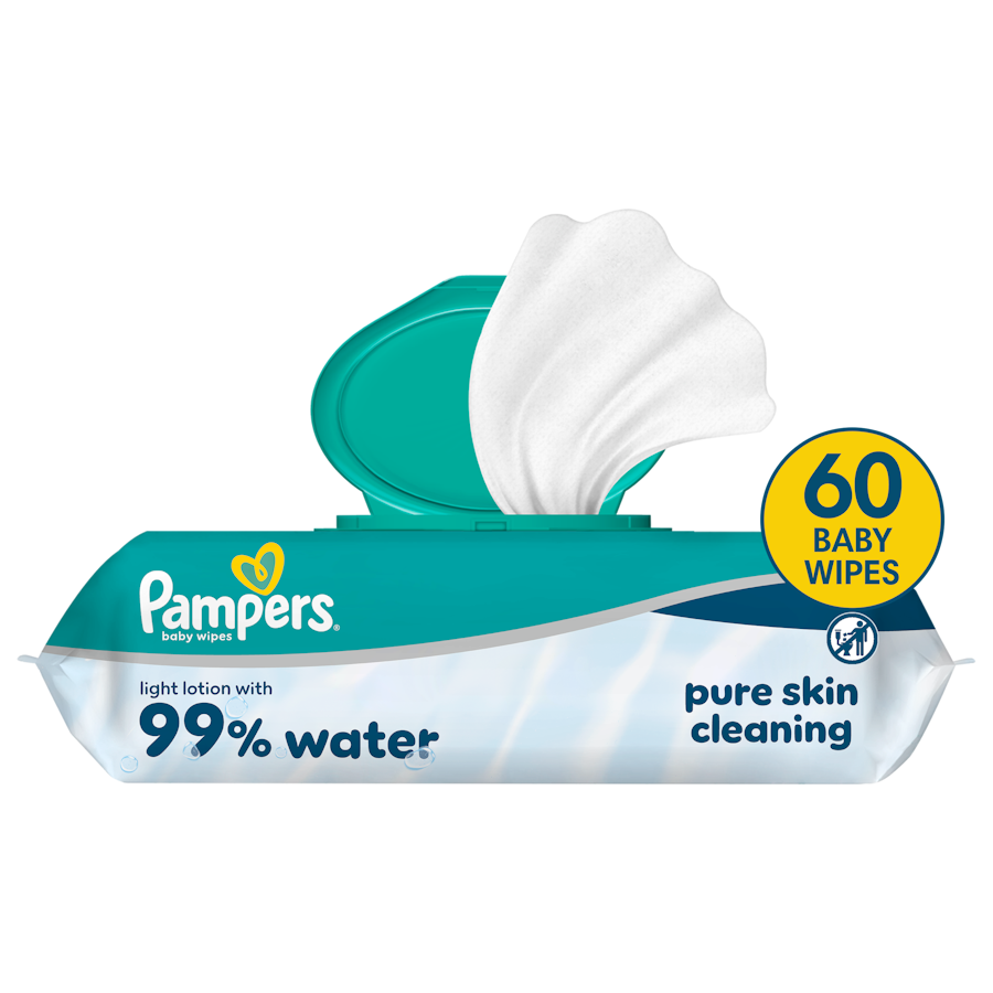 Pampers 99% Water, chusteczki nawilżane dla dzieci, 60 sztuk zdjęcie