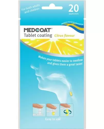 Medcoat powłoka tabletki ułatwiająca połykanie tabletek o smaku cytrynowym 20 sztuk zdjęcie